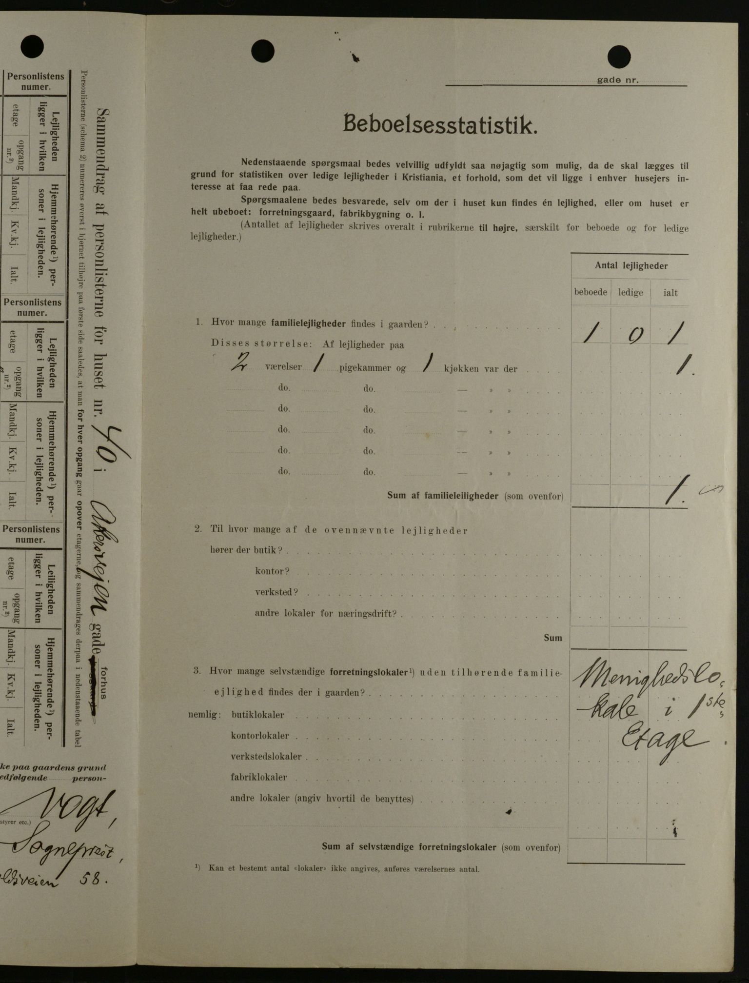 OBA, Municipal Census 1908 for Kristiania, 1908, p. 1235