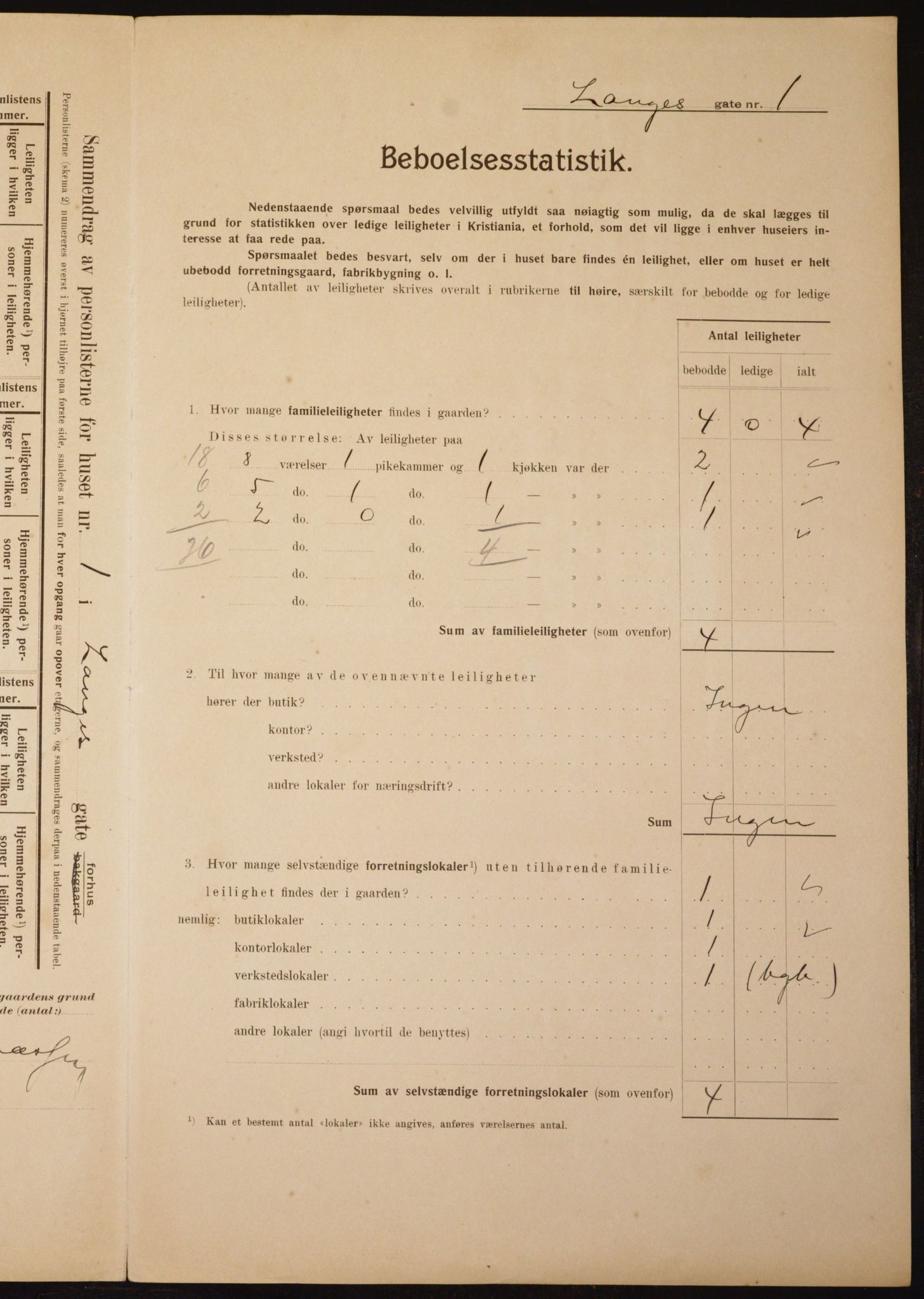 OBA, Municipal Census 1910 for Kristiania, 1910, p. 54341