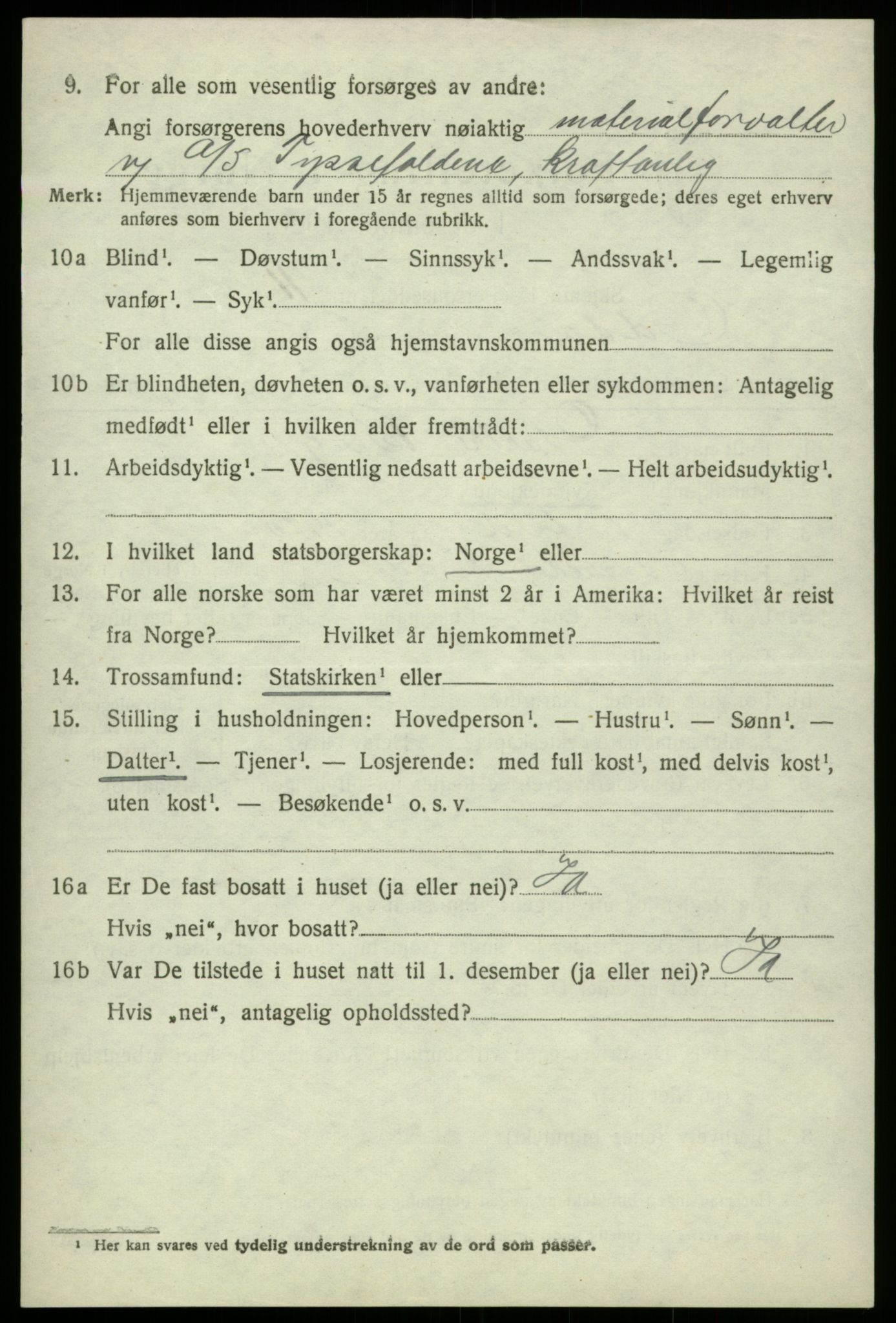 SAB, 1920 census for Odda, 1920, p. 13138