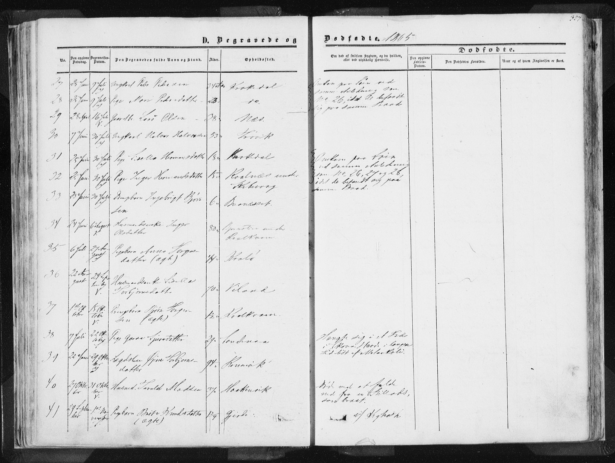 Vikedal sokneprestkontor, SAST/A-101840/01/IV: Parish register (official) no. A 6.2, 1851-1867, p. 327