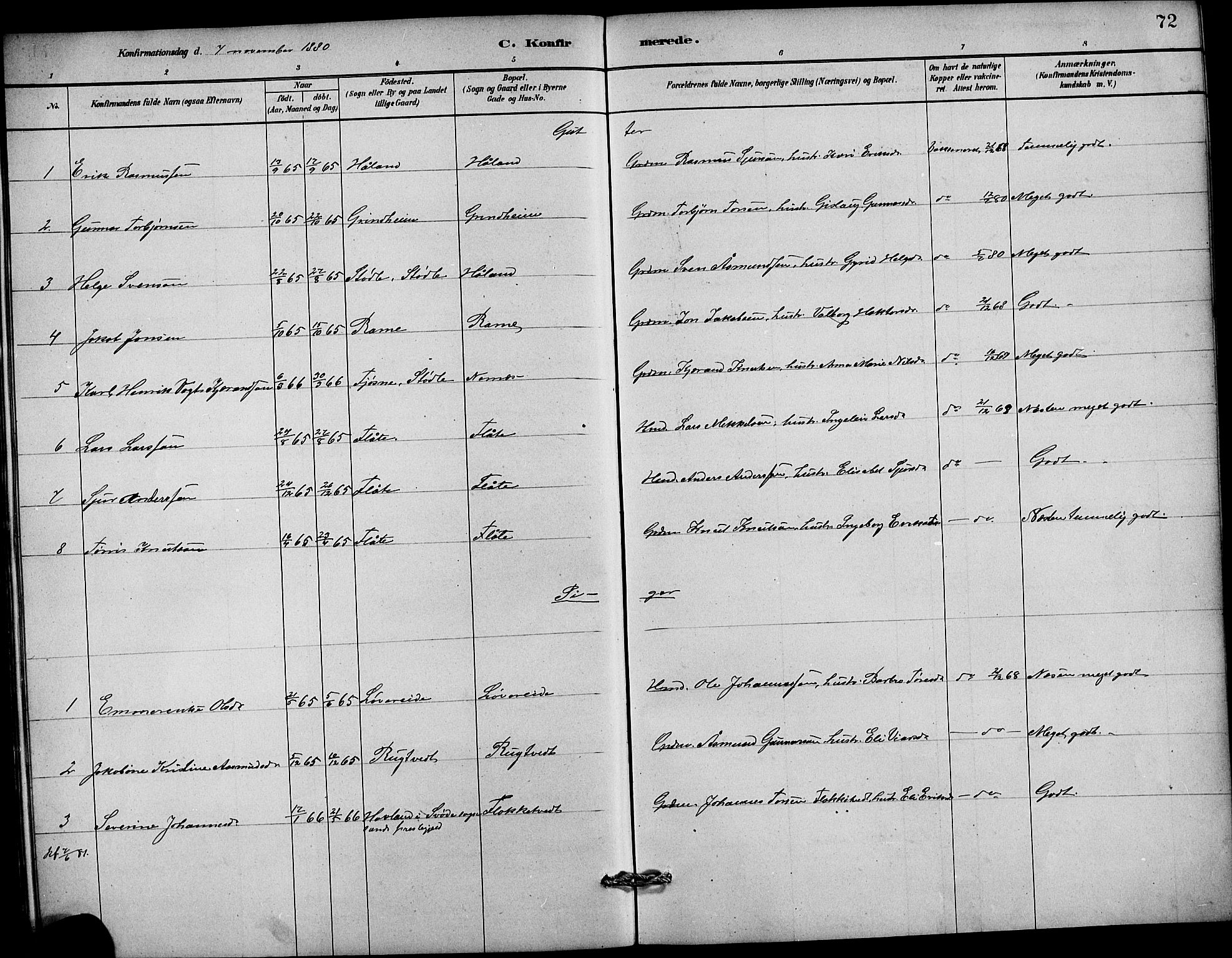 Etne sokneprestembete, SAB/A-75001/H/Hab: Parish register (copy) no. C 4, 1879-1896, p. 72
