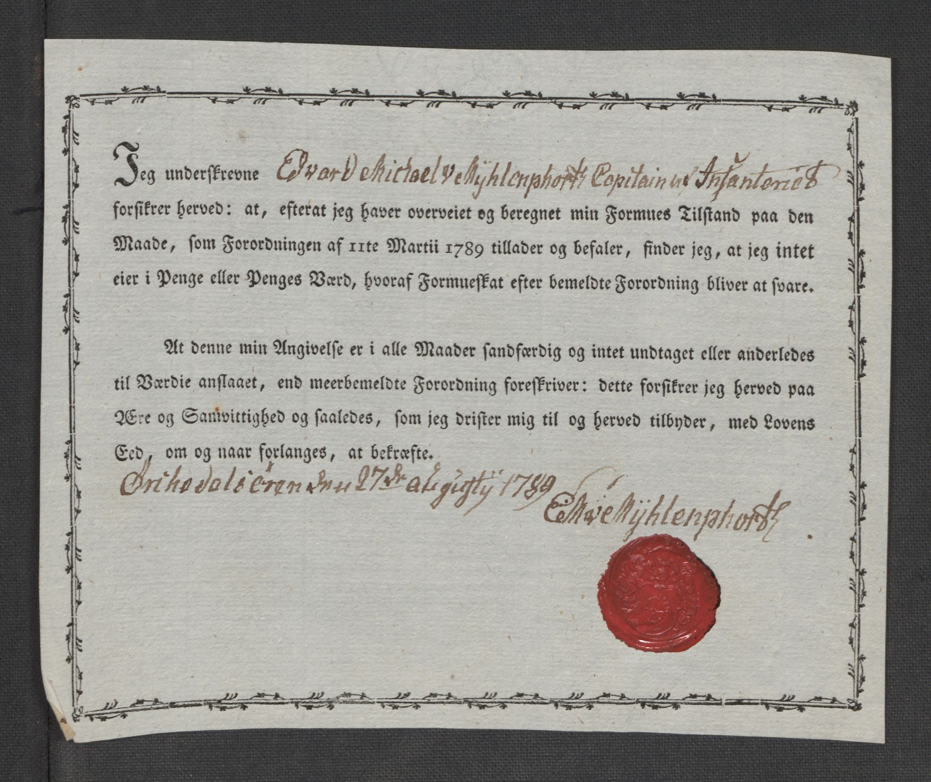 Rentekammeret inntil 1814, Reviderte regnskaper, Mindre regnskaper, AV/RA-EA-4068/Rf/Rfe/L0032: Numedal og Sandsvær fogderi, Orkdal og Gauldal fogderi, 1789, p. 222