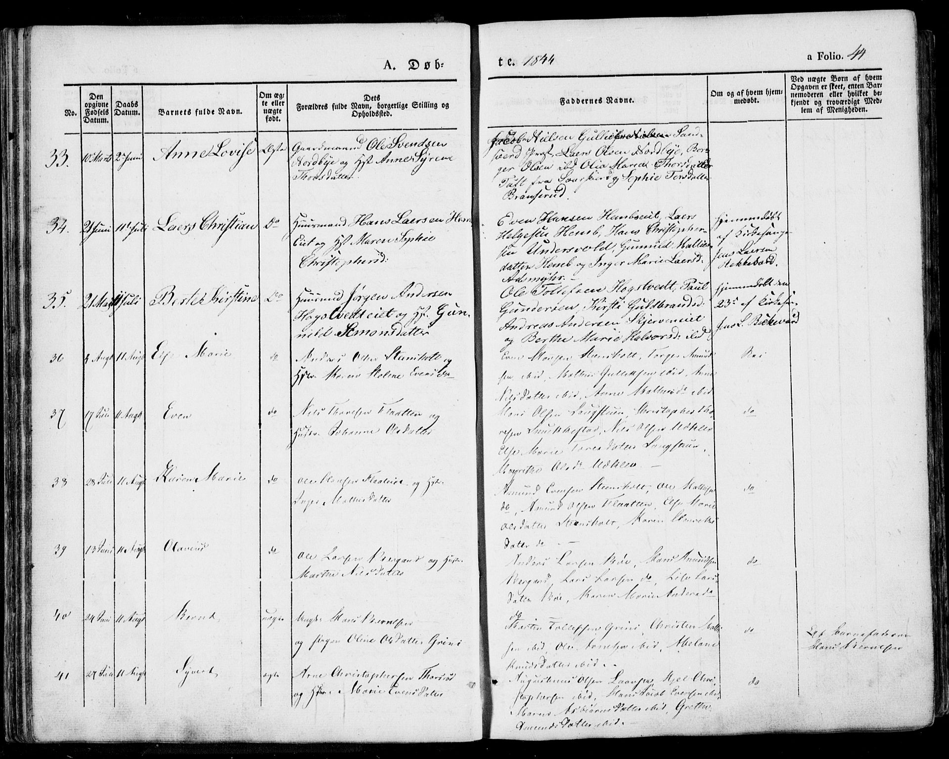 Lardal kirkebøker, SAKO/A-350/F/Fa/L0006: Parish register (official) no. I 6, 1835-1860, p. 44