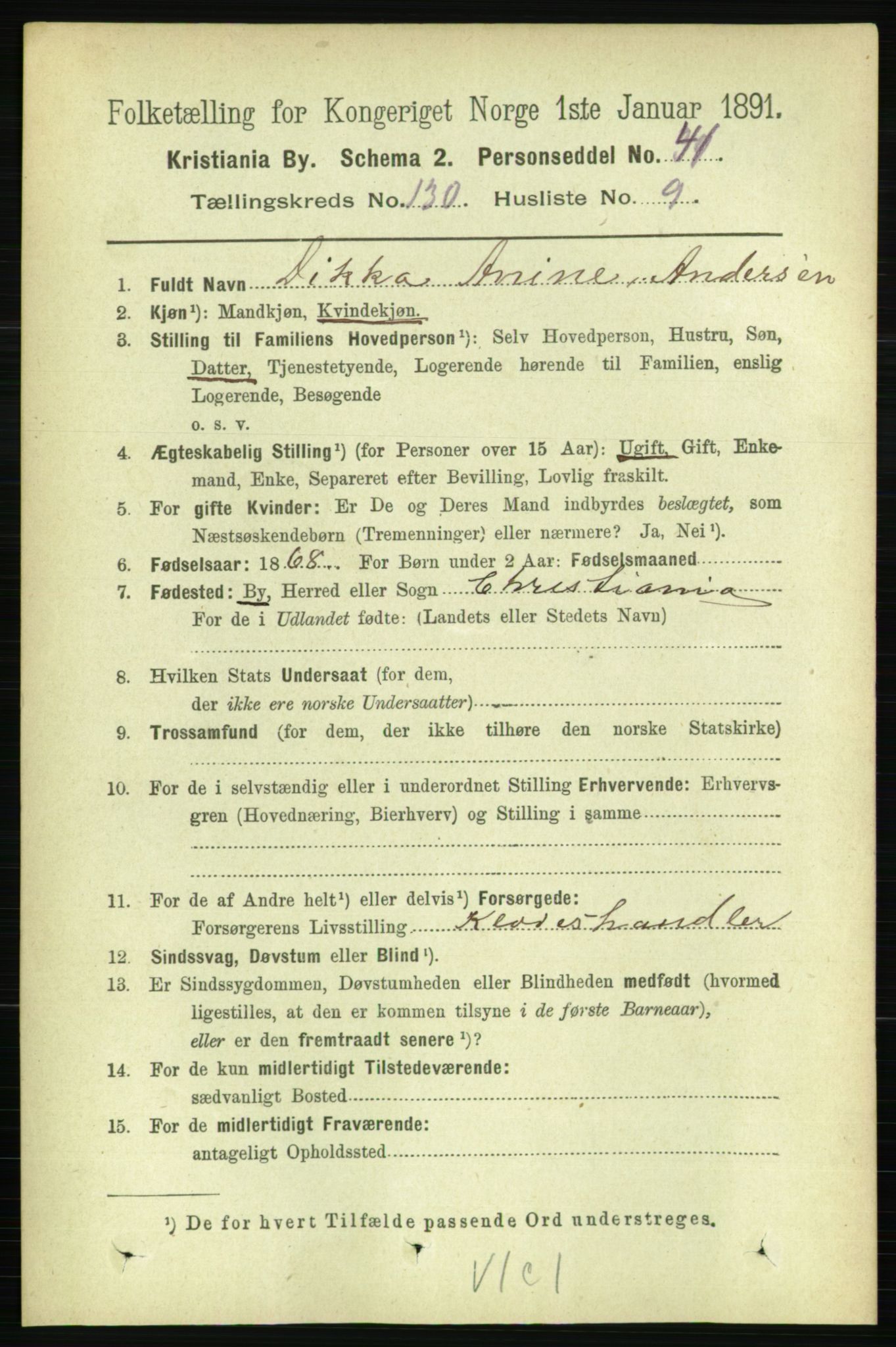 RA, 1891 census for 0301 Kristiania, 1891, p. 70279