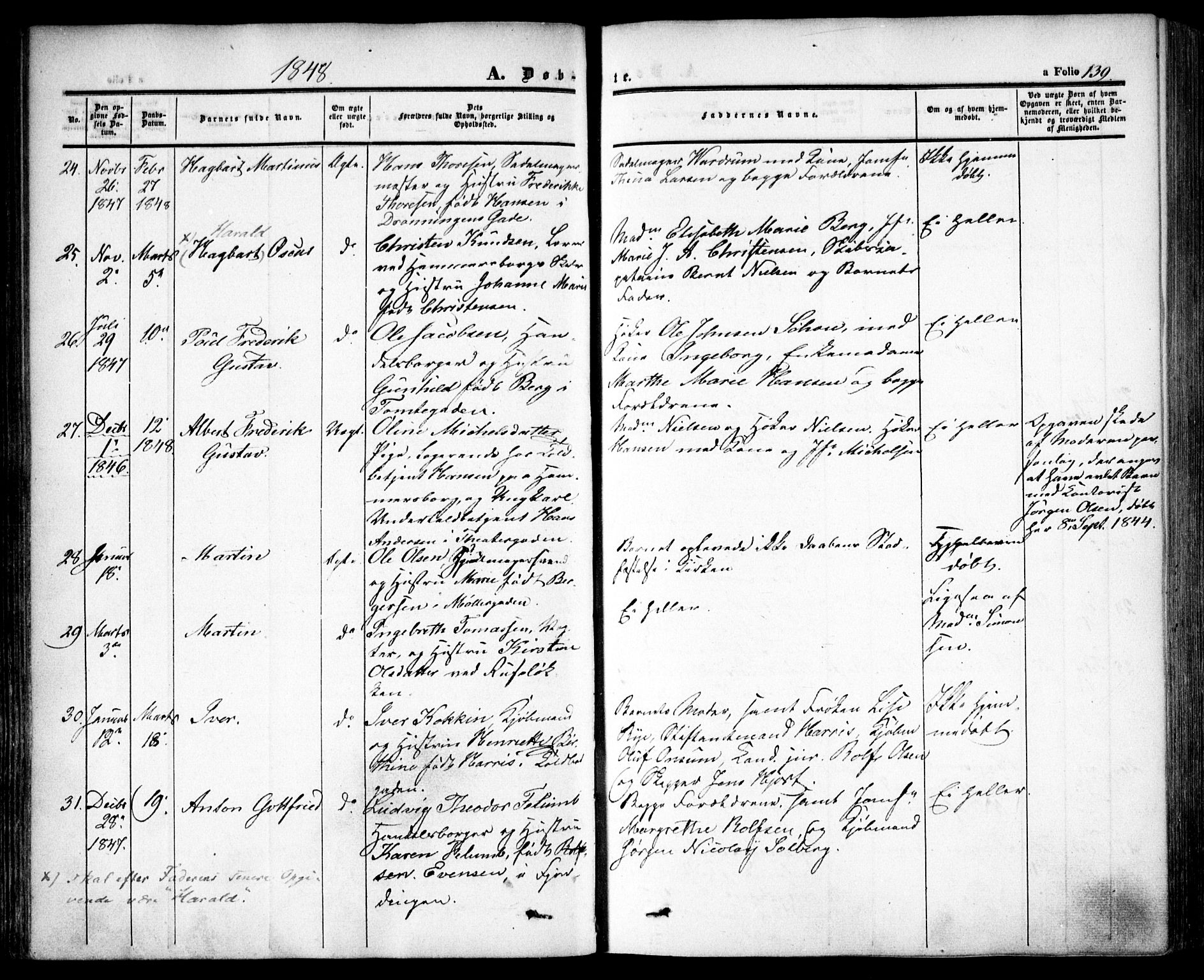 Oslo domkirke Kirkebøker, SAO/A-10752/F/Fa/L0013: Parish register (official) no. 13, 1844-1864, p. 139