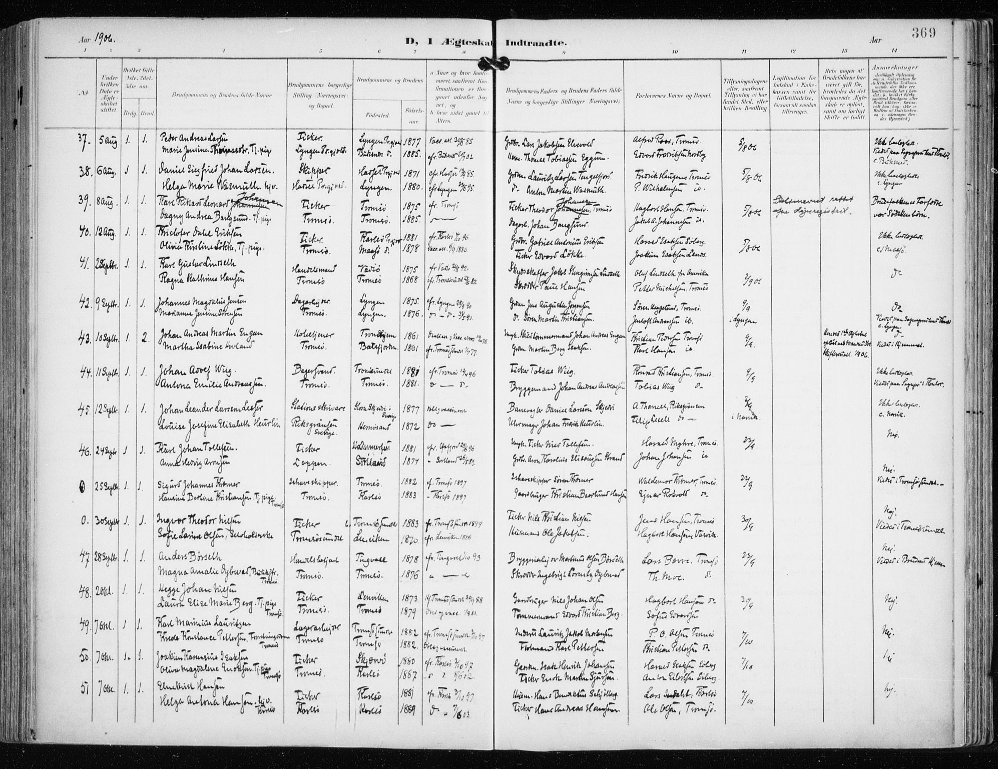 Tromsø sokneprestkontor/stiftsprosti/domprosti, AV/SATØ-S-1343/G/Ga/L0016kirke: Parish register (official) no. 16, 1899-1906, p. 369