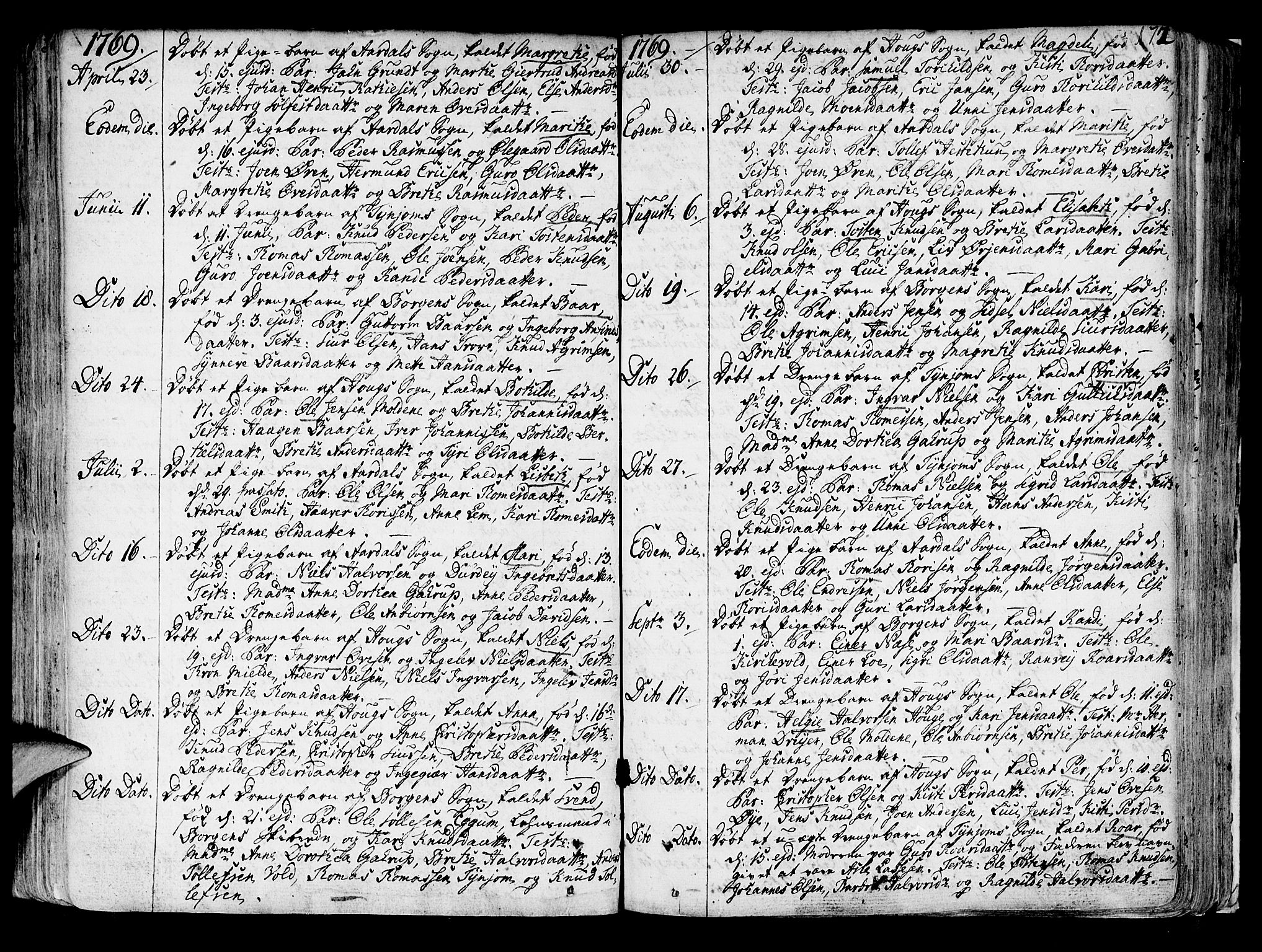 Lærdal sokneprestembete, SAB/A-81201: Parish register (official) no. A 2, 1752-1782, p. 172