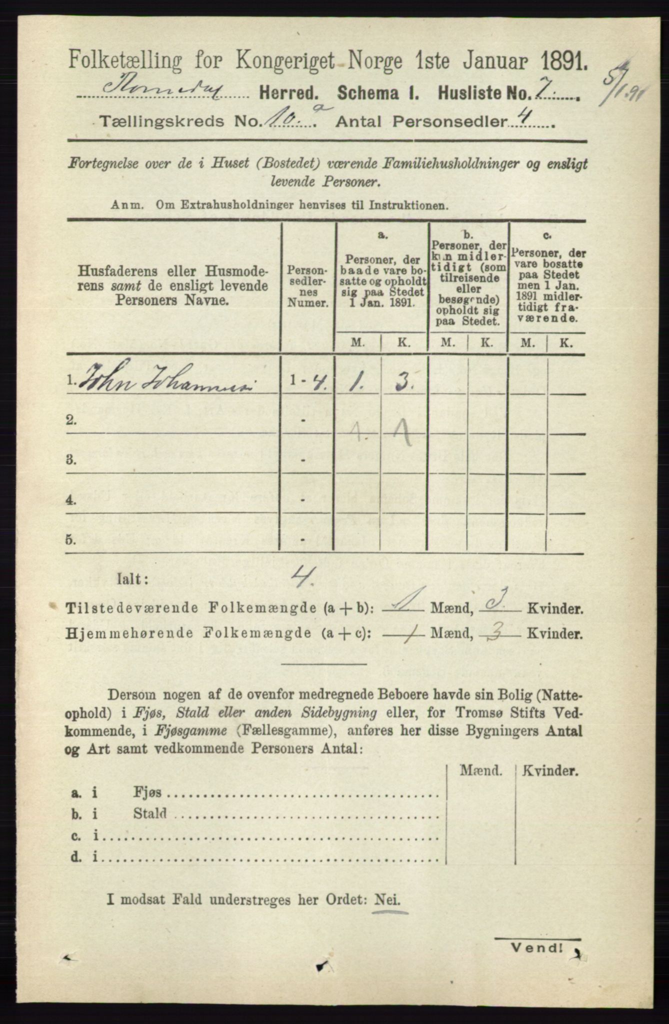 RA, 1891 census for 0416 Romedal, 1891, p. 4728