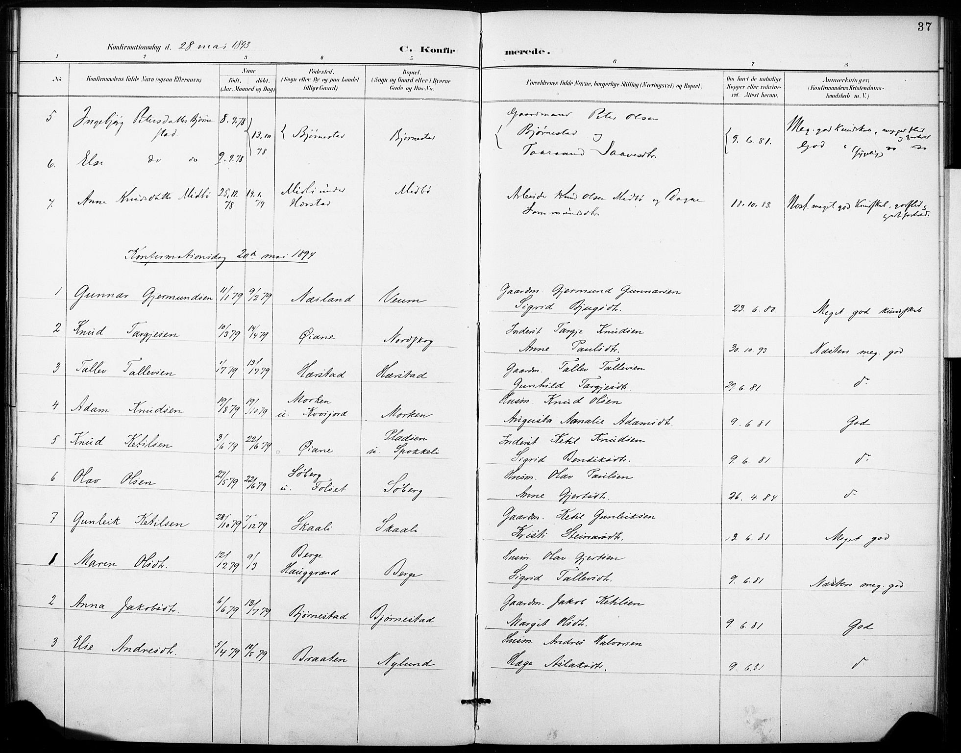 Fyresdal kirkebøker, AV/SAKO-A-263/F/Fb/L0003: Parish register (official) no. II 3, 1887-1903, p. 37