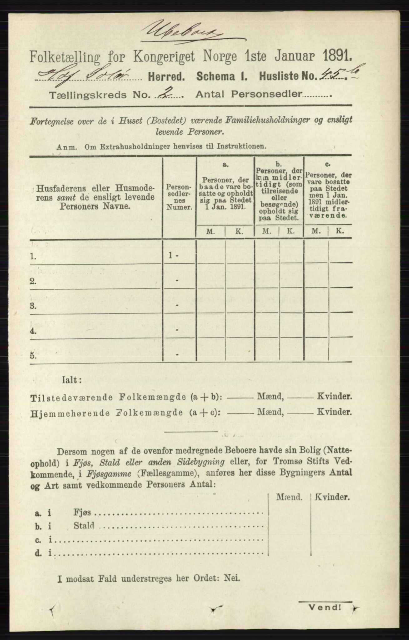 RA, 1891 census for 0424 Hof, 1891, p. 454