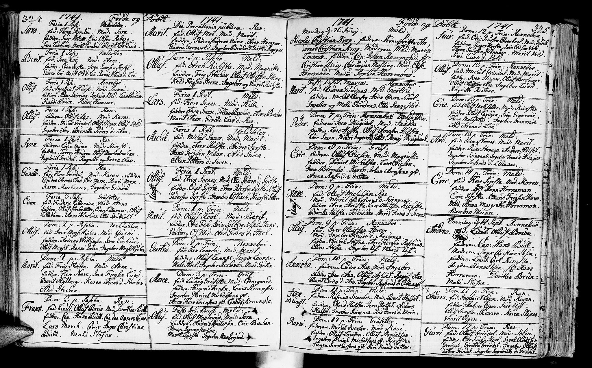Ministerialprotokoller, klokkerbøker og fødselsregistre - Sør-Trøndelag, SAT/A-1456/672/L0850: Parish register (official) no. 672A03, 1725-1751, p. 324-325