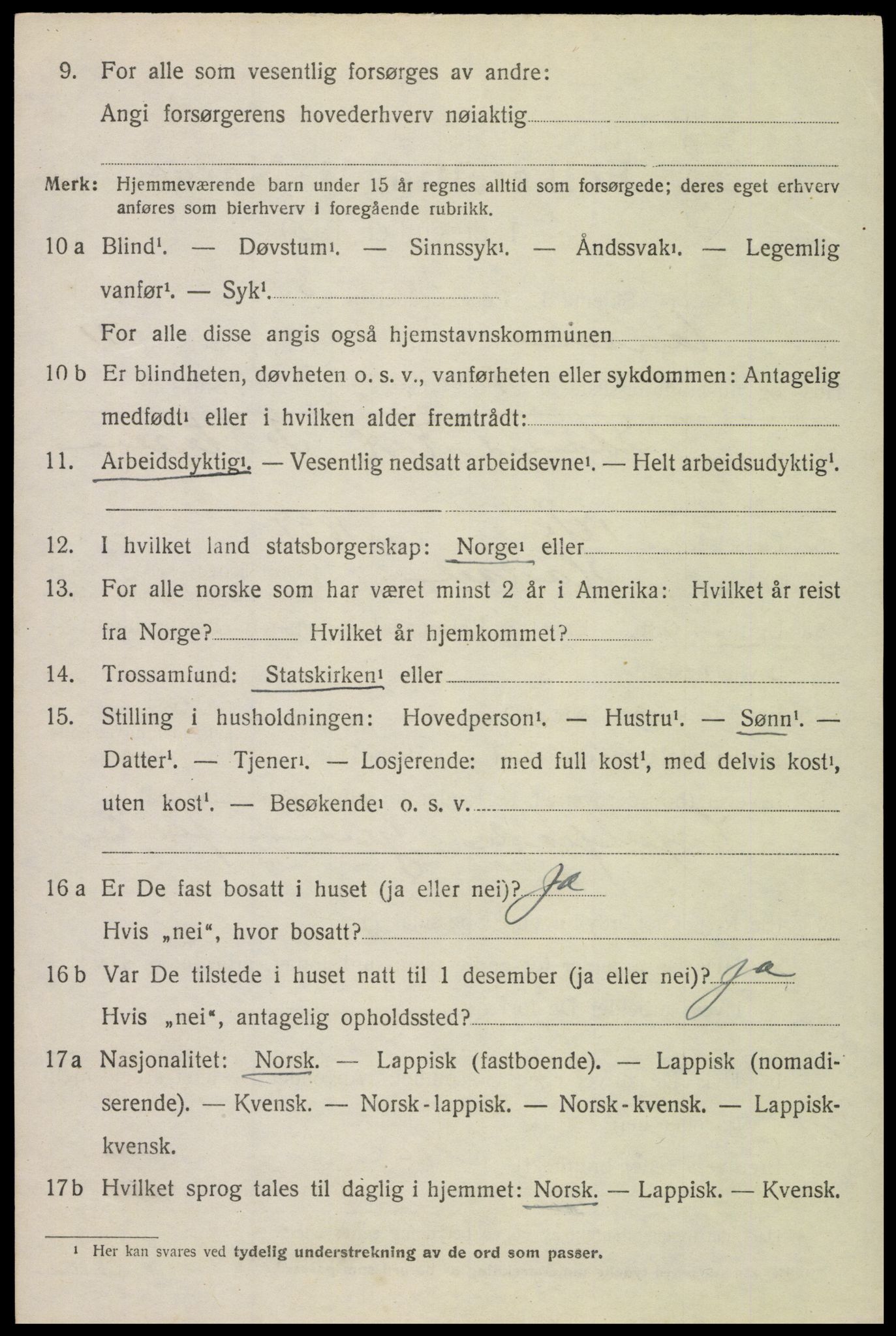 SAT, 1920 census for Hadsel, 1920, p. 8695