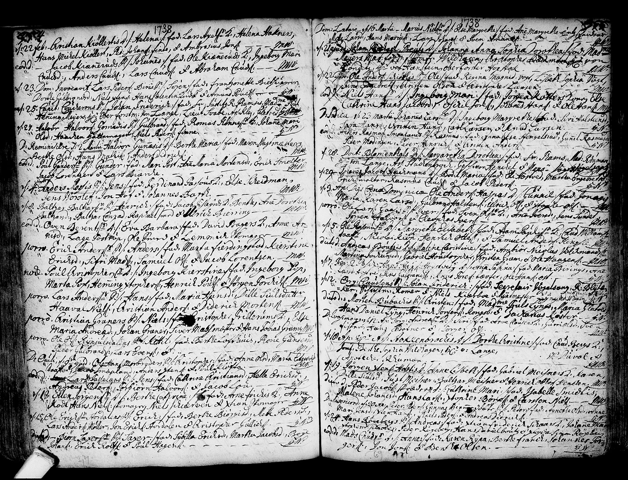 Kongsberg kirkebøker, AV/SAKO-A-22/F/Fa/L0002: Parish register (official) no. I 2, 1721-1743, p. 354-355