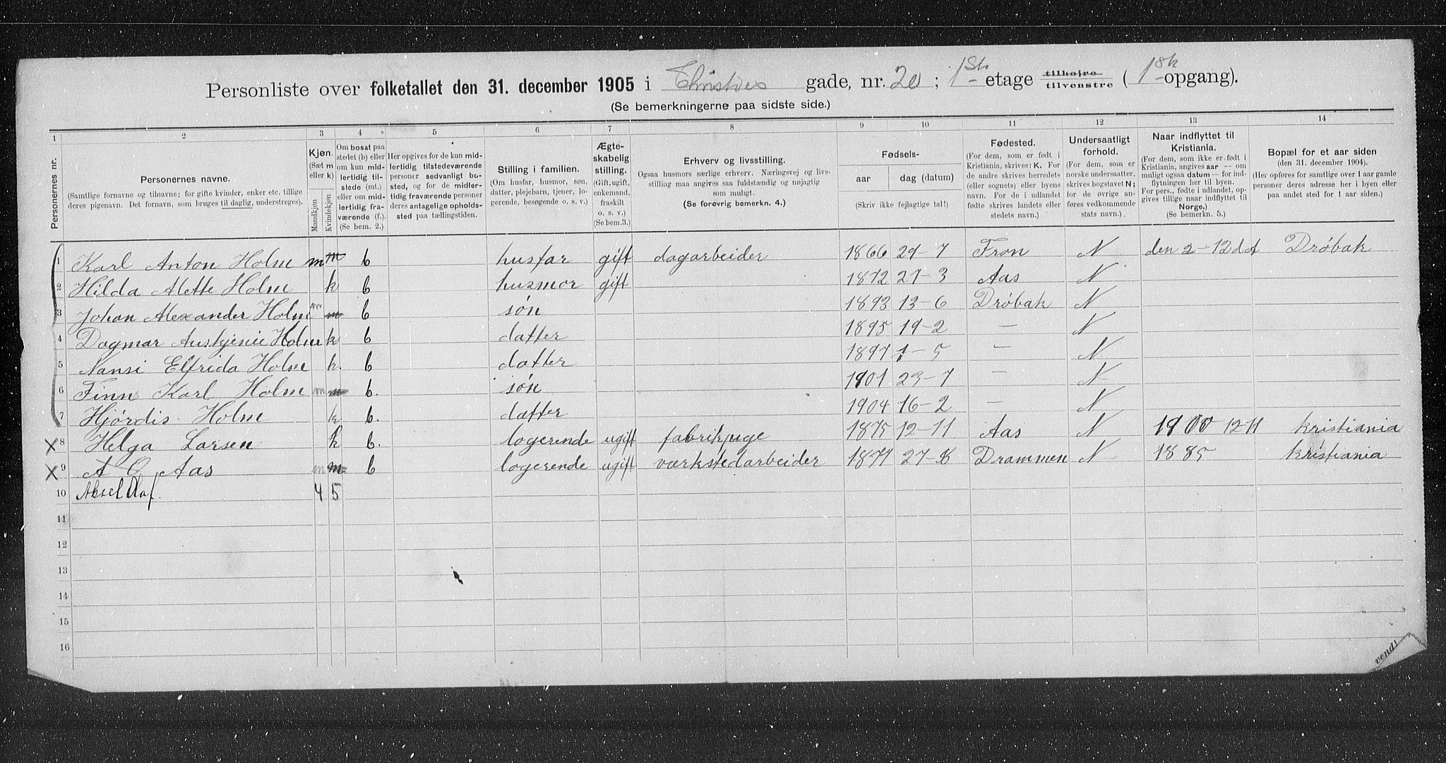 OBA, Municipal Census 1905 for Kristiania, 1905, p. 6511