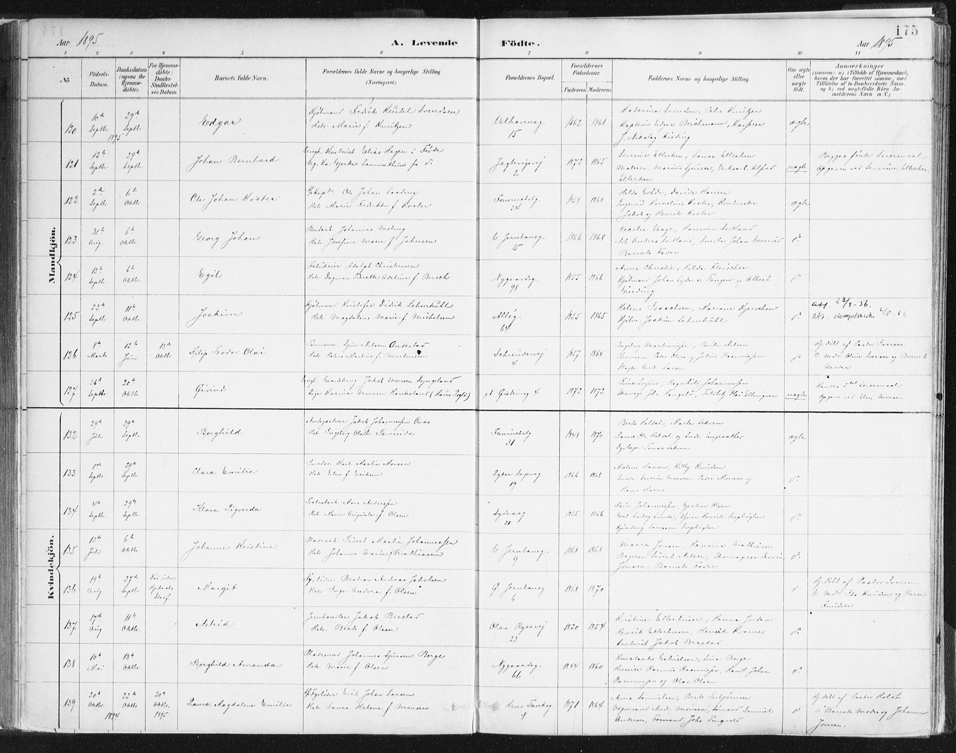 Johanneskirken sokneprestembete, AV/SAB-A-76001/H/Haa/L0001: Parish register (official) no. A 1, 1885-1900, p. 175