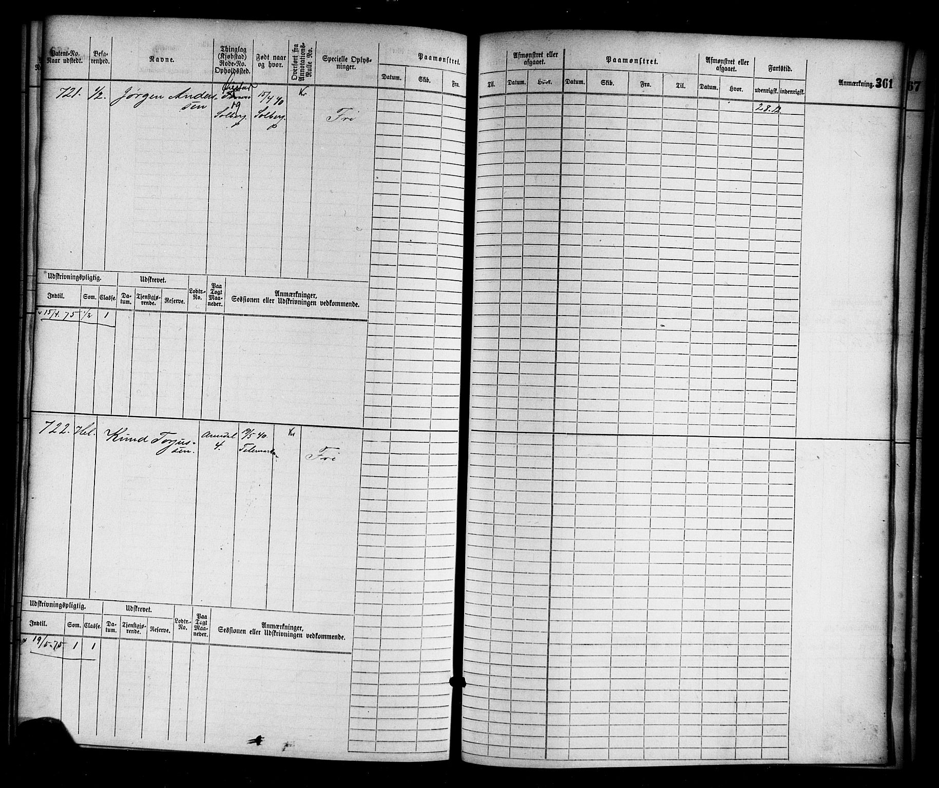 Arendal mønstringskrets, SAK/2031-0012/F/Fb/L0010: Hovedrulle nr 1-774, S-8, 1868-1885, p. 375