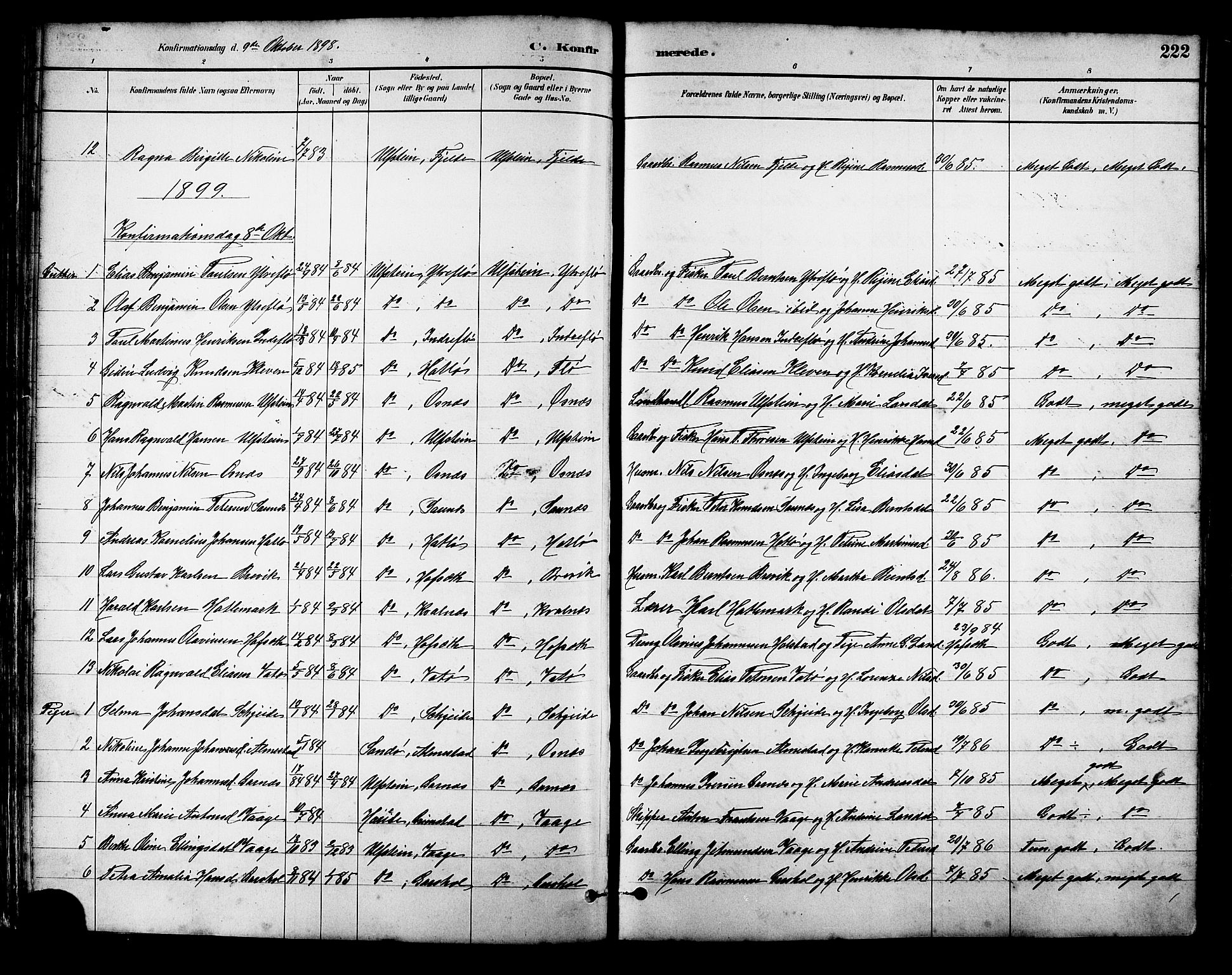 Ministerialprotokoller, klokkerbøker og fødselsregistre - Møre og Romsdal, AV/SAT-A-1454/509/L0112: Parish register (copy) no. 509C02, 1883-1922, p. 222