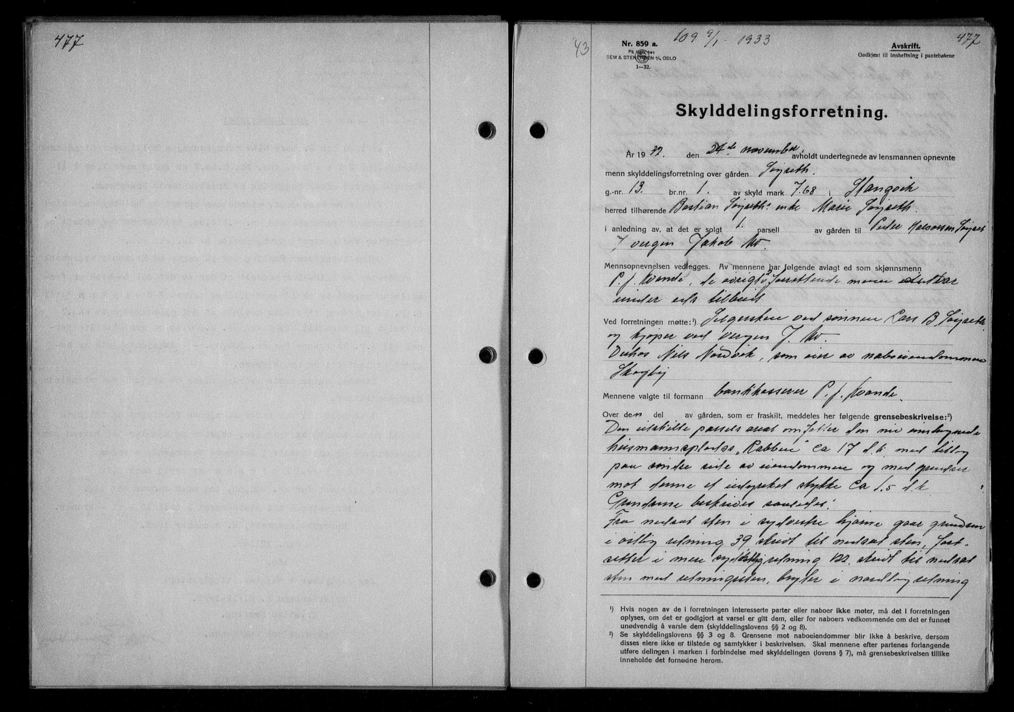 Nordmøre sorenskriveri, AV/SAT-A-4132/1/2/2Ca/L0076: Mortgage book no. 66, 1932-1933, Deed date: 09.01.1933