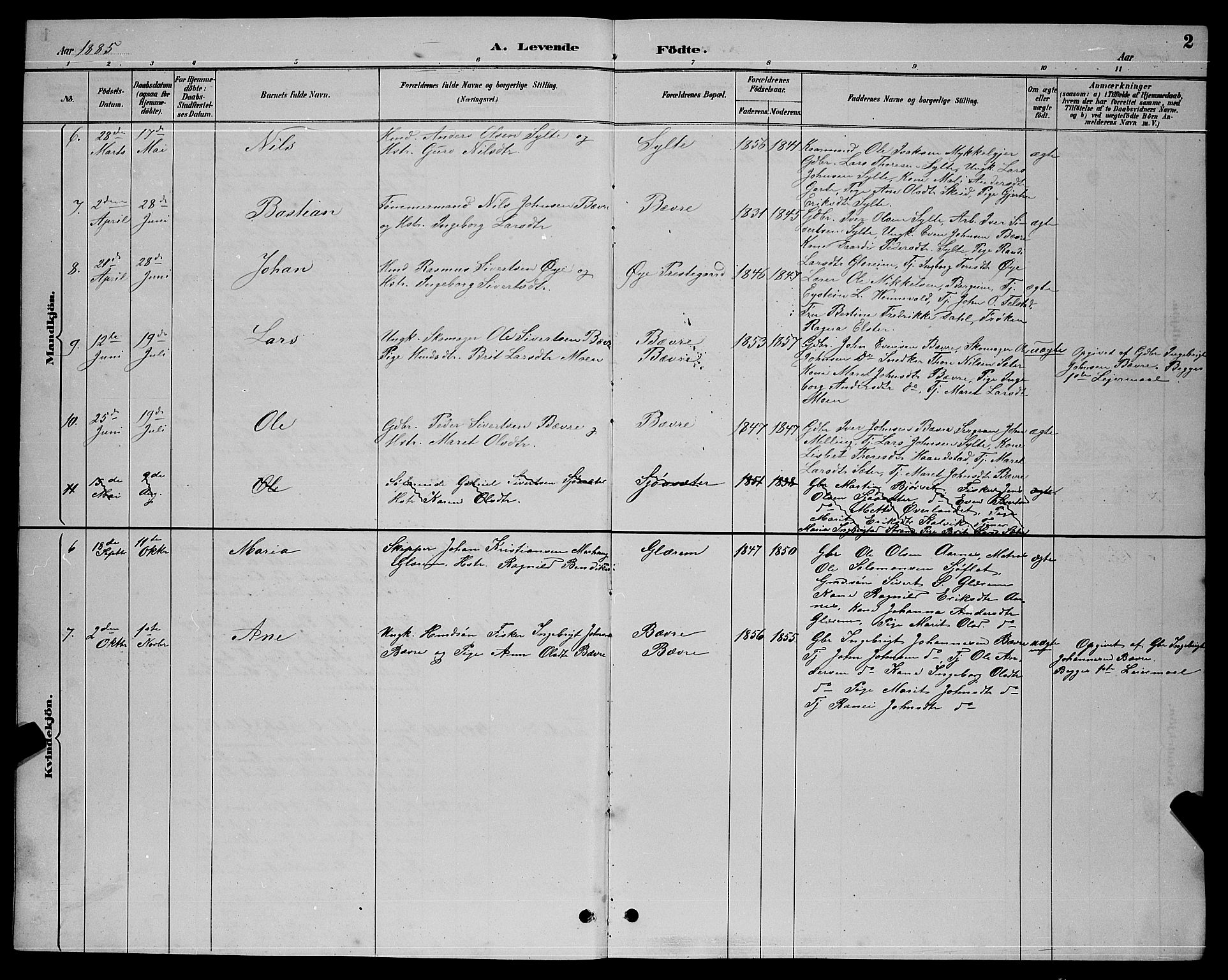 Ministerialprotokoller, klokkerbøker og fødselsregistre - Møre og Romsdal, AV/SAT-A-1454/595/L1052: Parish register (copy) no. 595C04, 1885-1900, p. 2