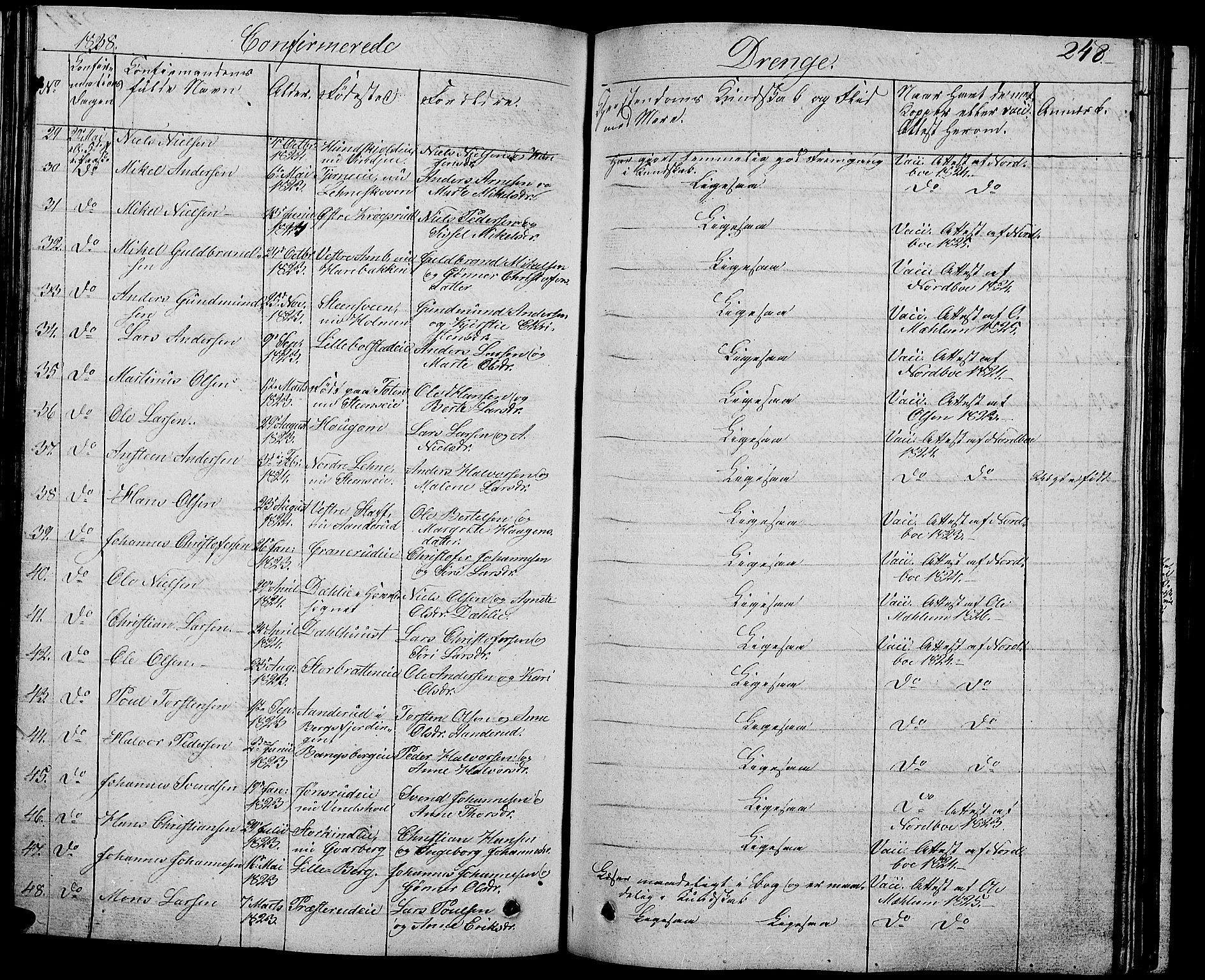 Ringsaker prestekontor, SAH/PREST-014/L/La/L0004: Parish register (copy) no. 4, 1827-1838, p. 248