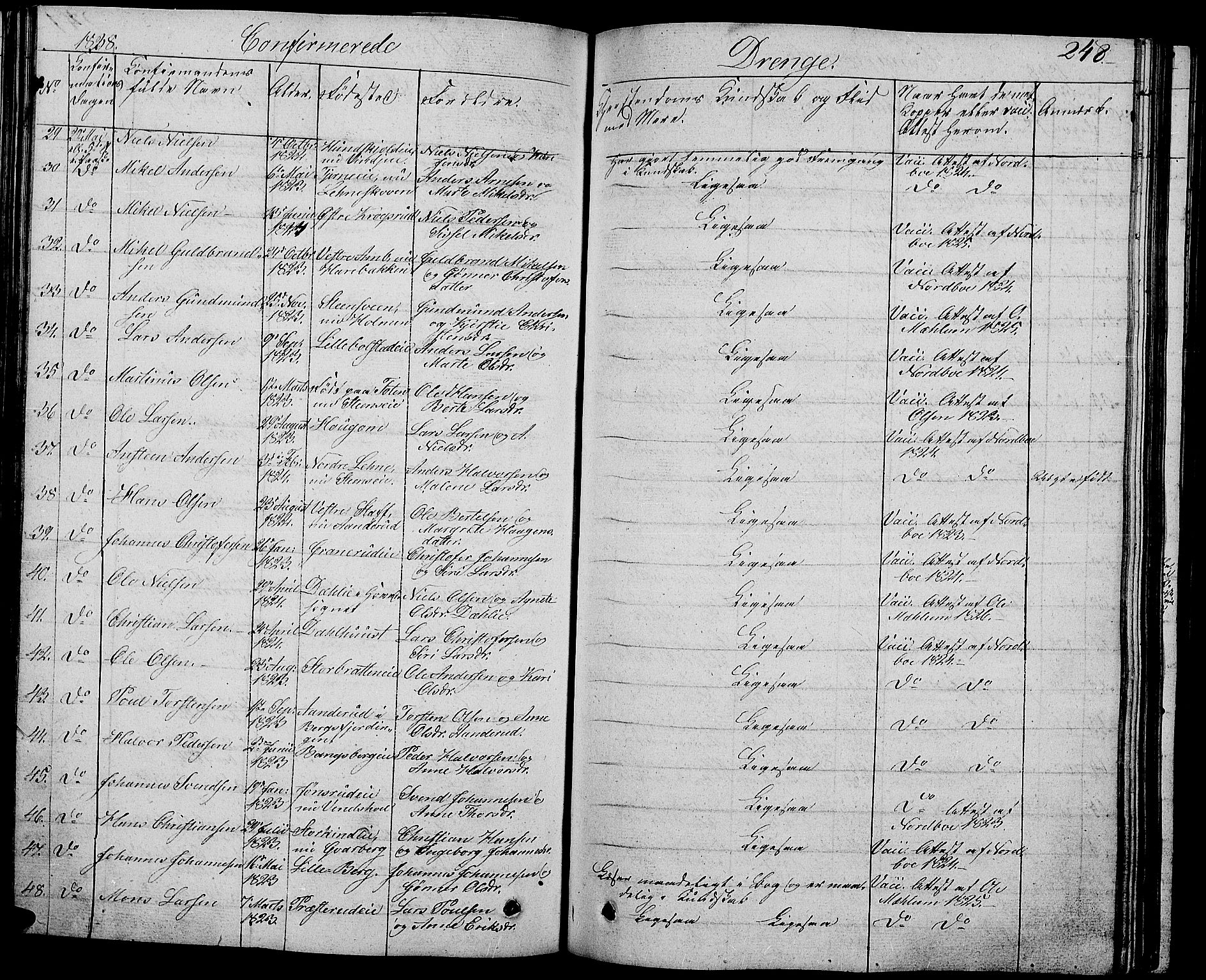 Ringsaker prestekontor, AV/SAH-PREST-014/L/La/L0004: Parish register (copy) no. 4, 1827-1838, p. 248