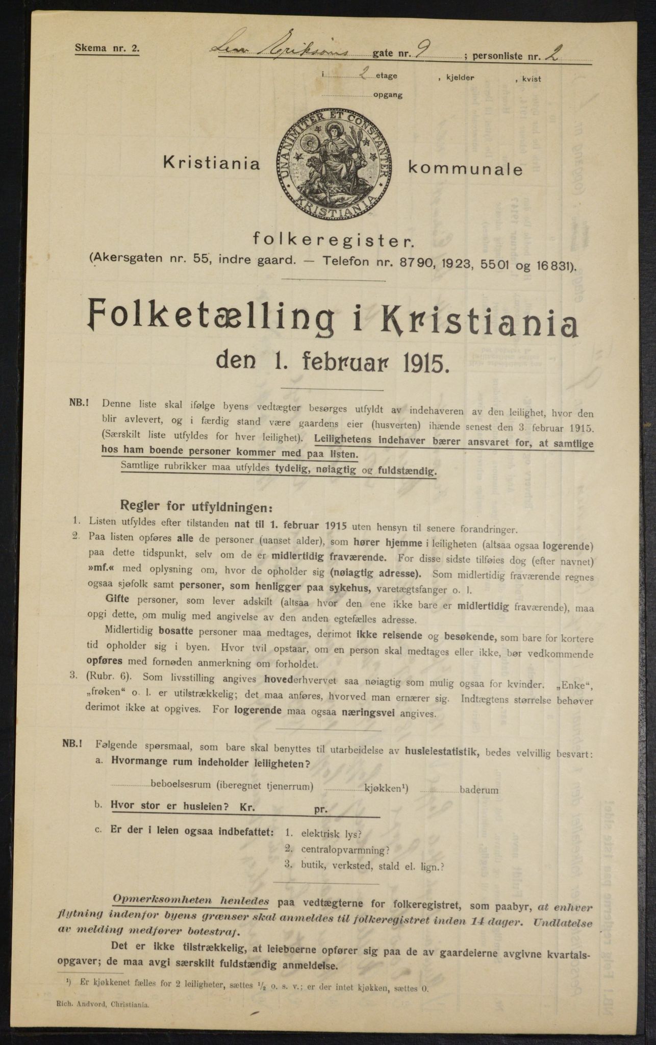 OBA, Municipal Census 1915 for Kristiania, 1915, p. 56992