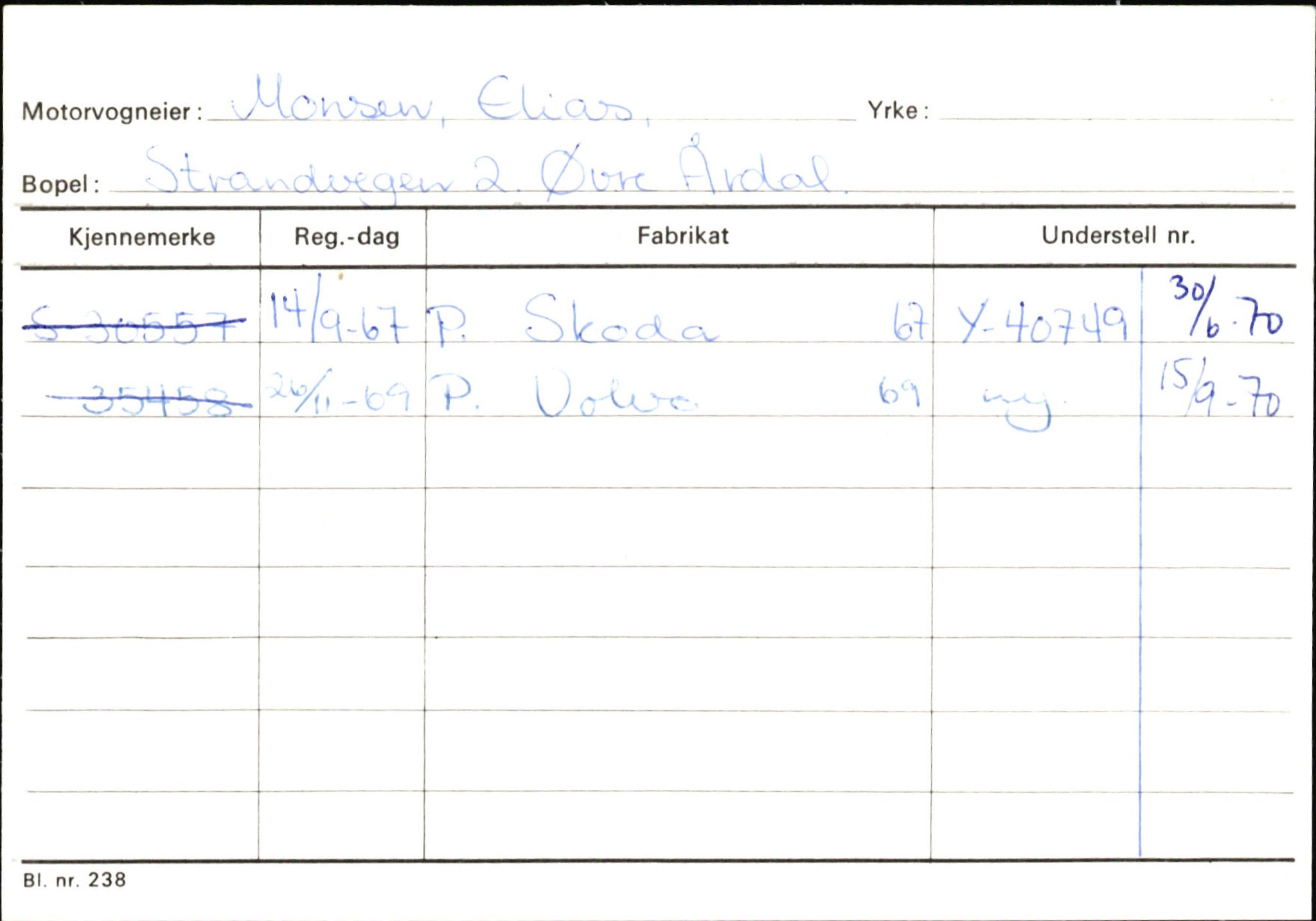 Statens vegvesen, Sogn og Fjordane vegkontor, AV/SAB-A-5301/4/F/L0145: Registerkort Vågsøy S-Å. Årdal I-P, 1945-1975, p. 1840