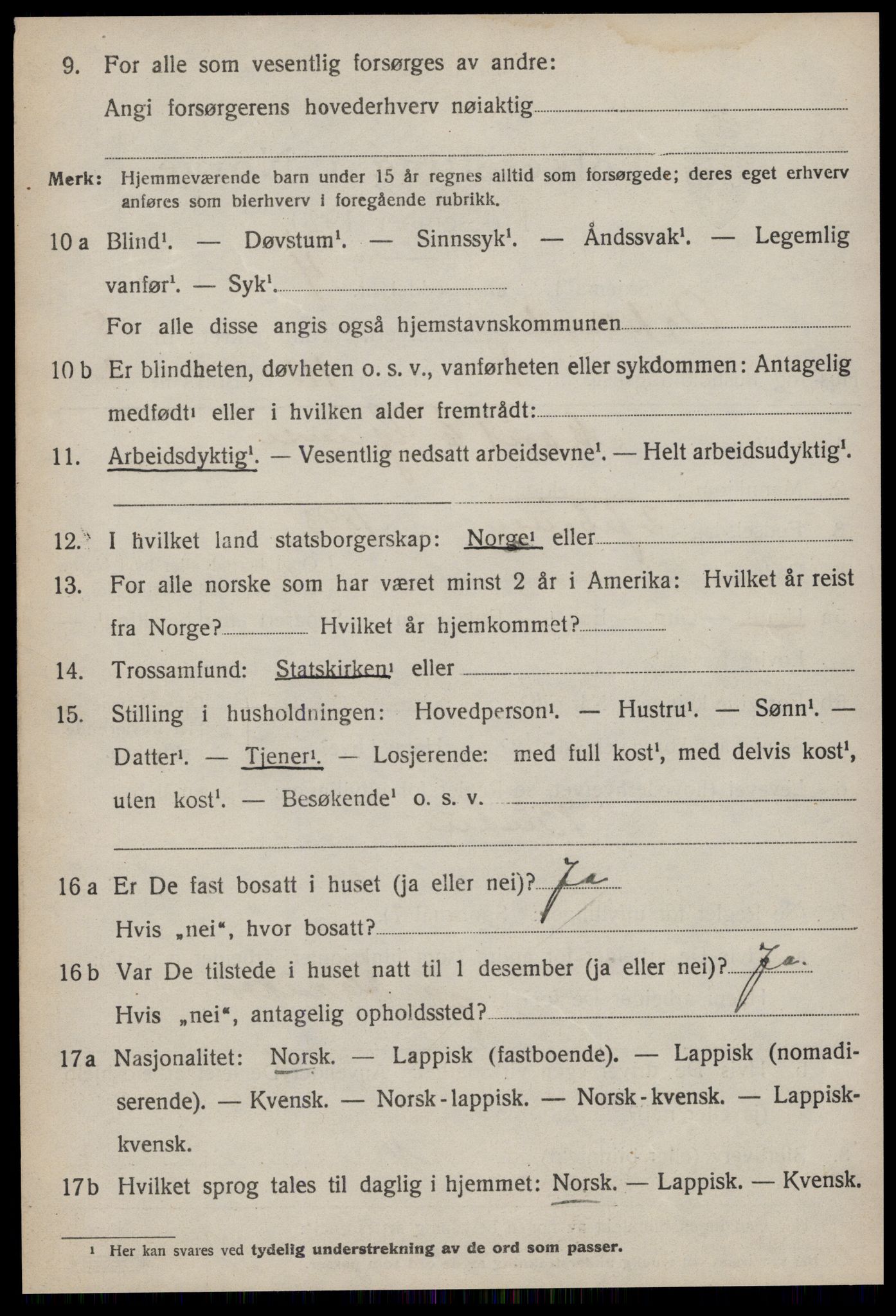 SAT, 1920 census for Orkland, 1920, p. 4029