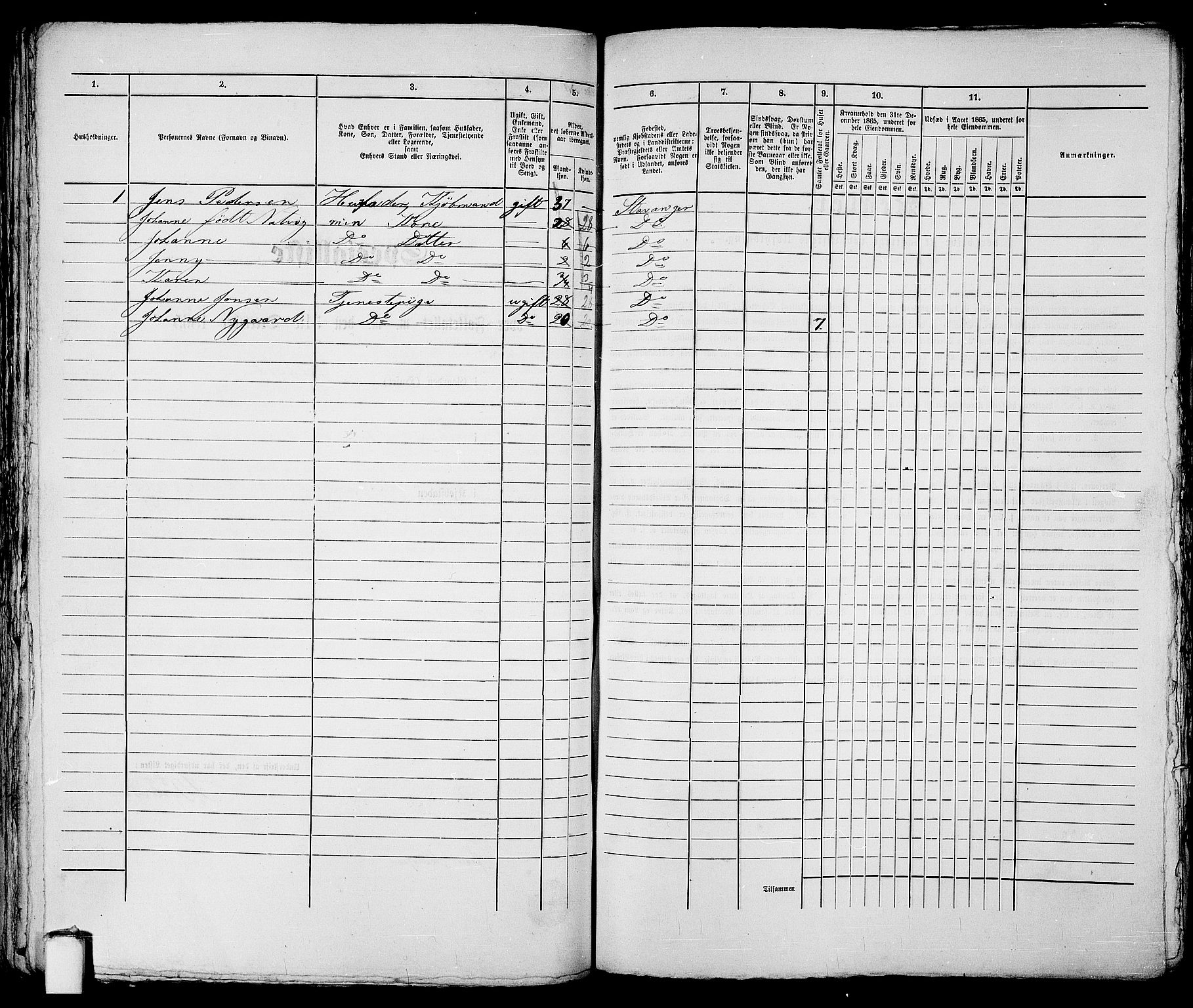 RA, 1865 census for Stavanger, 1865, p. 694