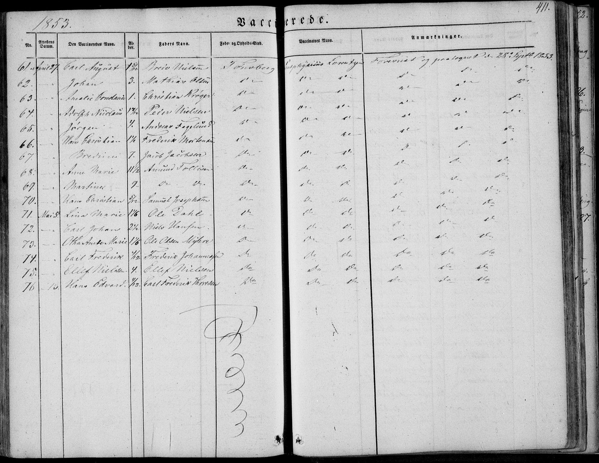 Tønsberg kirkebøker, AV/SAKO-A-330/F/Fa/L0007: Parish register (official) no. I 7, 1845-1854, p. 411