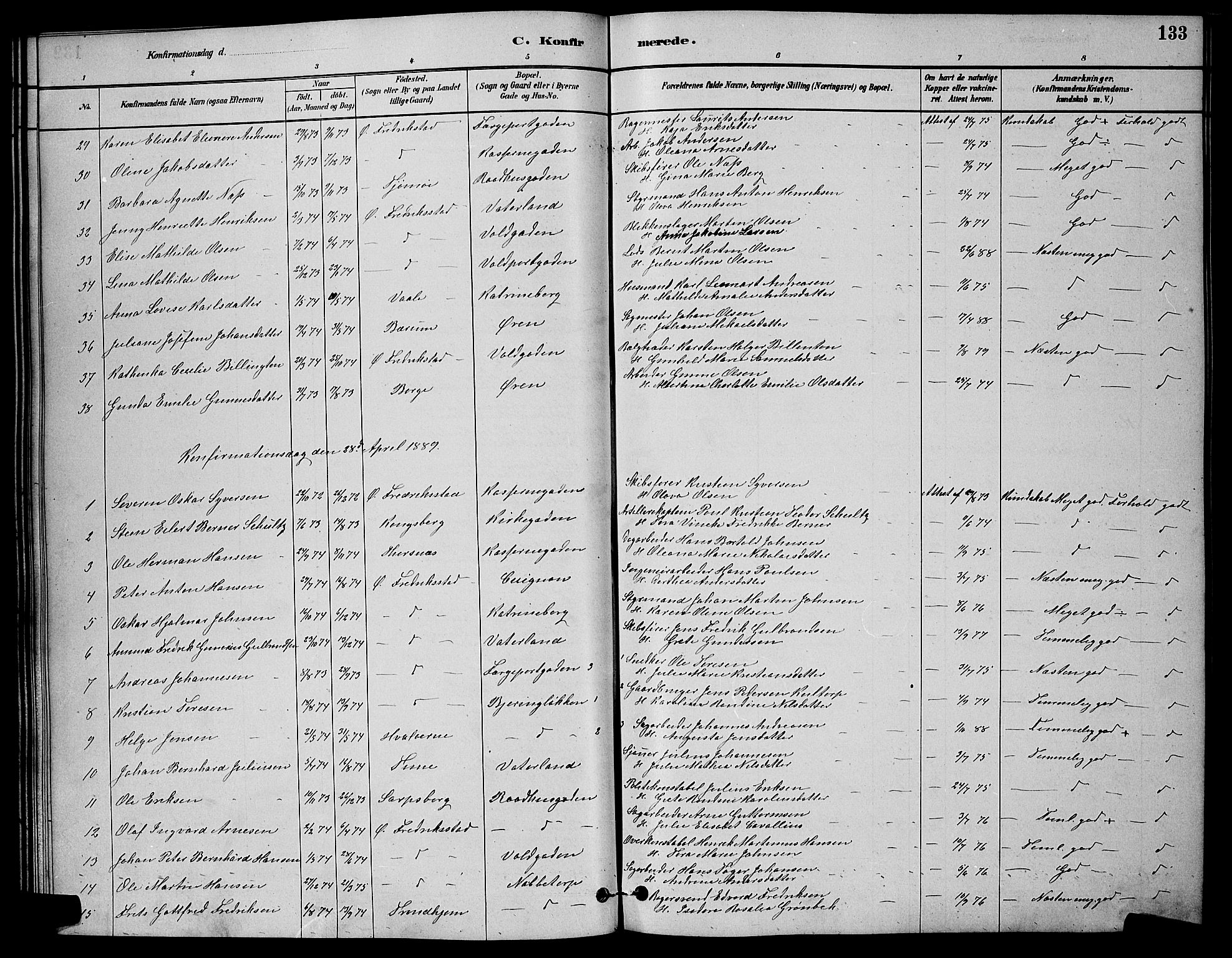 Østre Fredrikstad prestekontor Kirkebøker, SAO/A-10907/G/Ga/L0001: Parish register (copy) no. 1, 1880-1899, p. 133