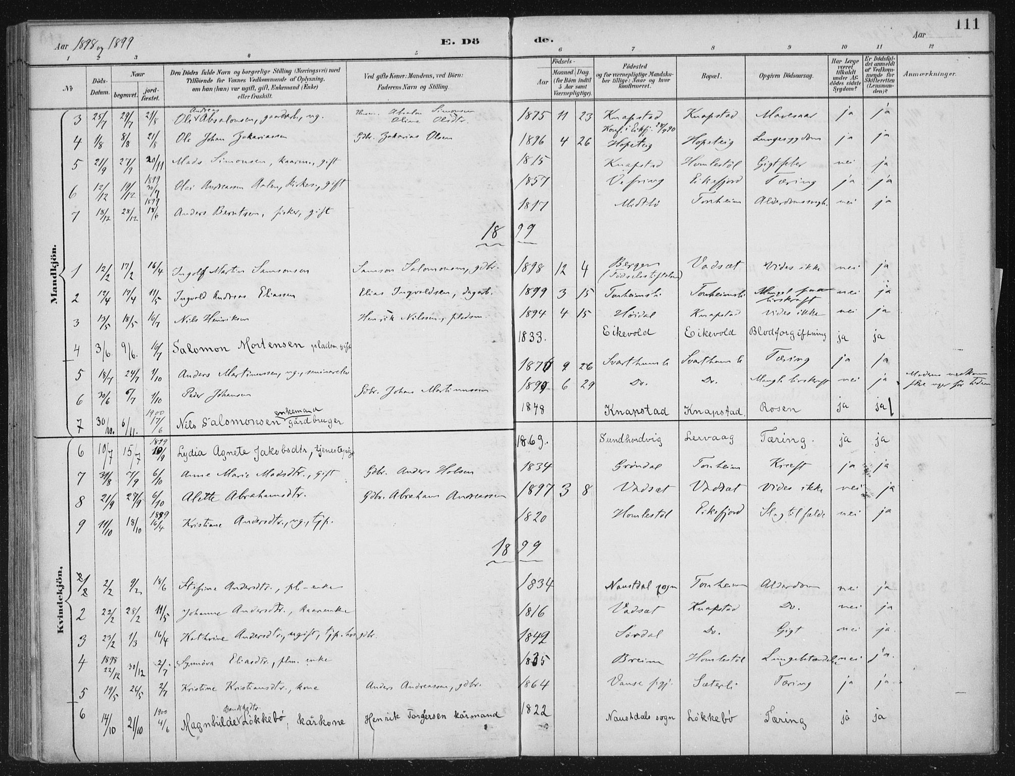 Kinn sokneprestembete, SAB/A-80801/H/Haa/Haae/L0001: Parish register (official) no. E 1, 1890-1916, p. 111