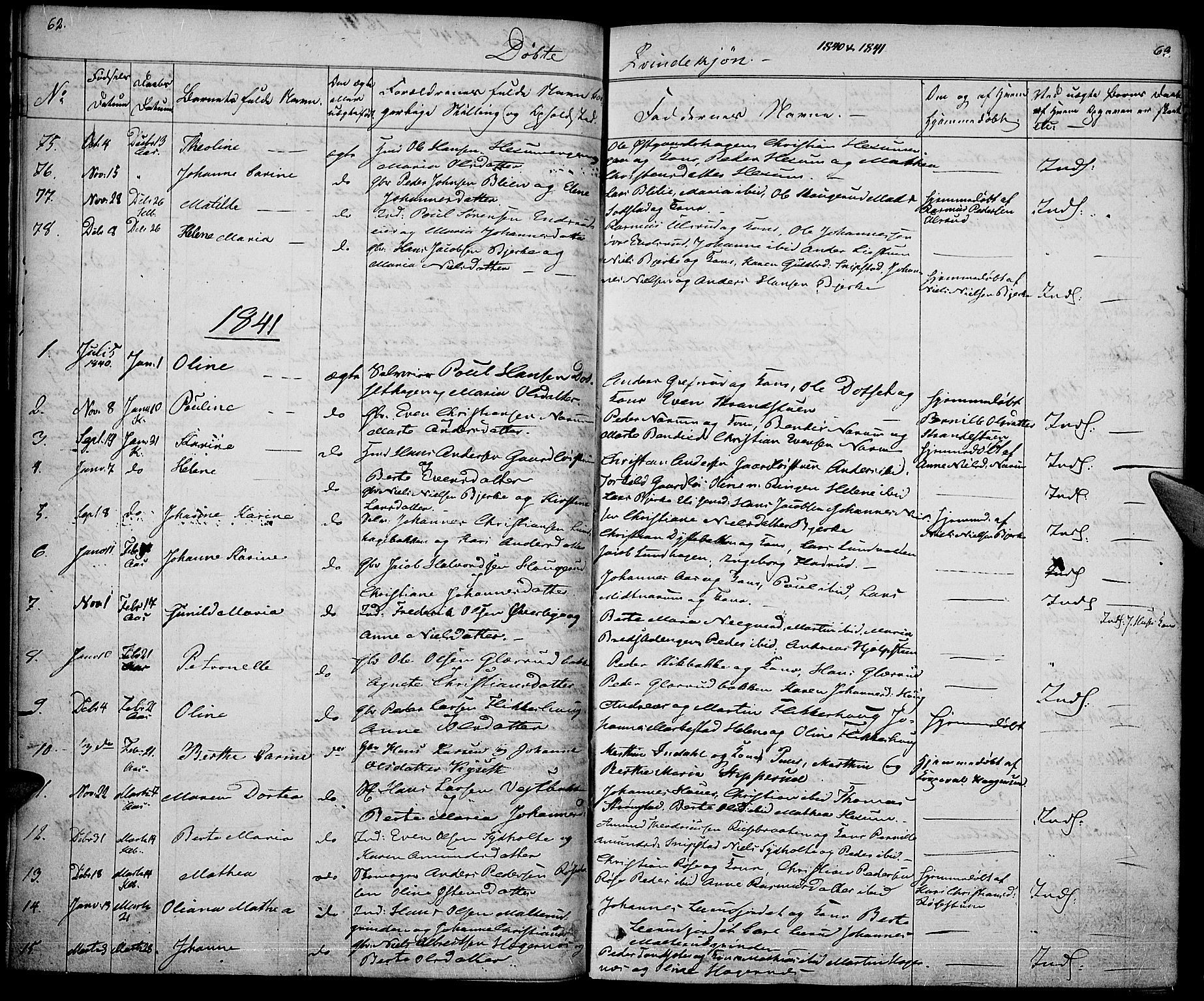 Vestre Toten prestekontor, AV/SAH-PREST-108/H/Ha/Haa/L0003: Parish register (official) no. 3, 1836-1843, p. 62-63