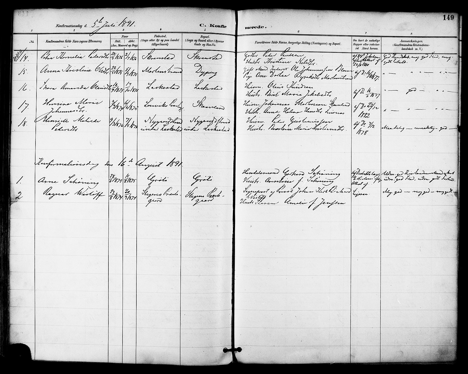 Ministerialprotokoller, klokkerbøker og fødselsregistre - Nordland, AV/SAT-A-1459/855/L0803: Parish register (official) no. 855A11, 1887-1905, p. 149