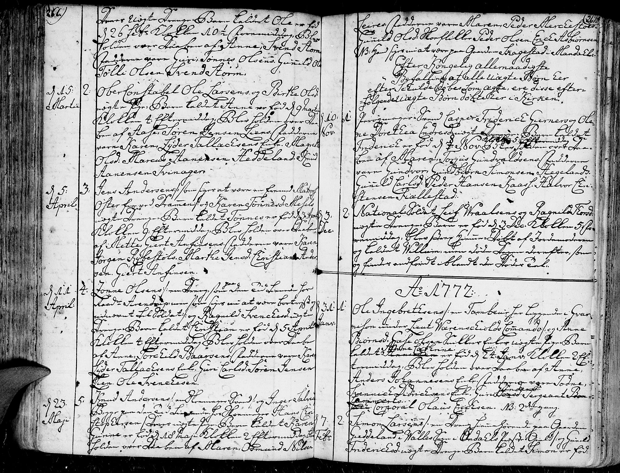 Kristiansand domprosti, AV/SAK-1112-0006/F/Fa/L0001: Parish register (official) no. A 1, 1734-1793, p. 266-267