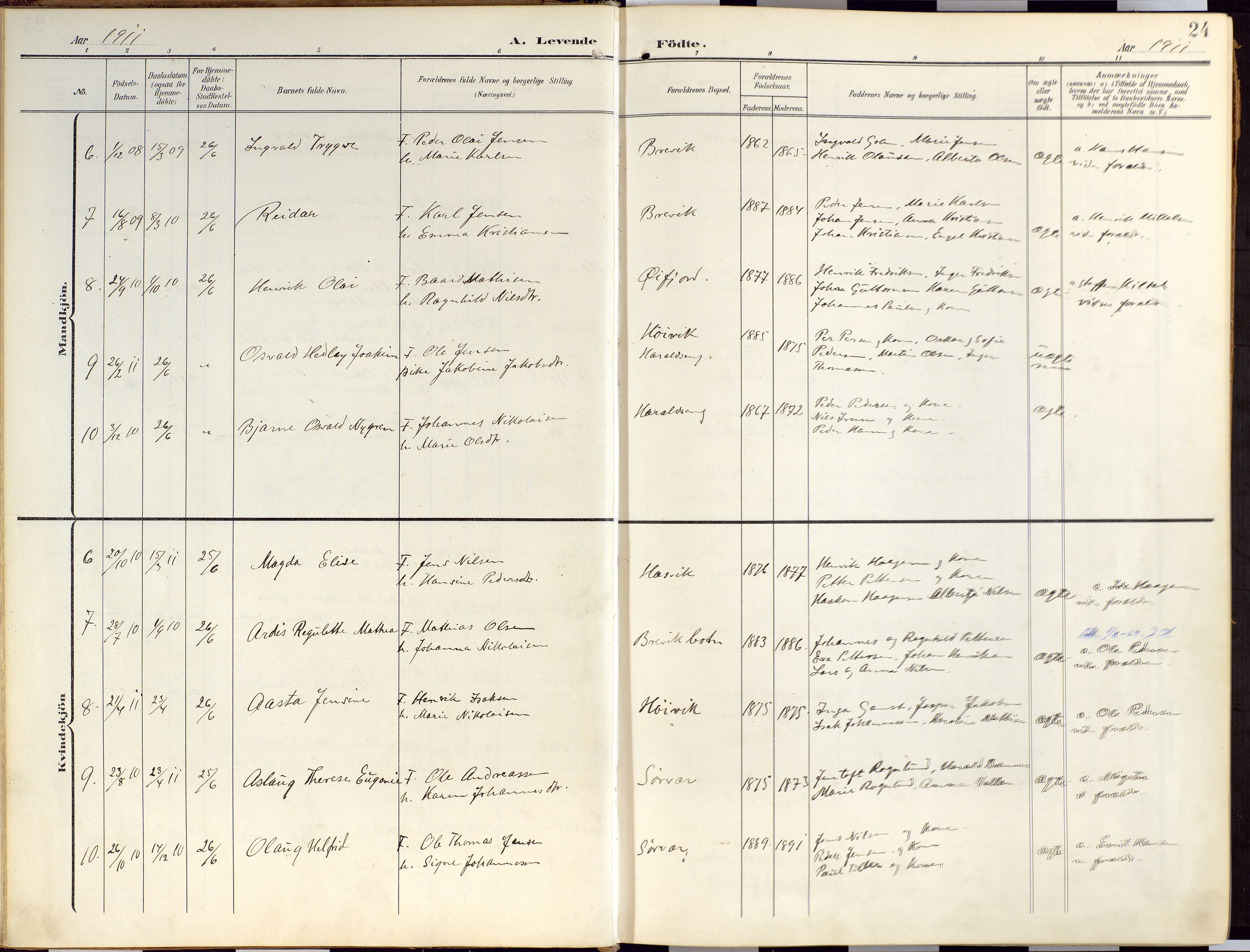 Loppa sokneprestkontor, SATØ/S-1339/H/Ha/L0010kirke: Parish register (official) no. 10, 1907-1922, p. 24