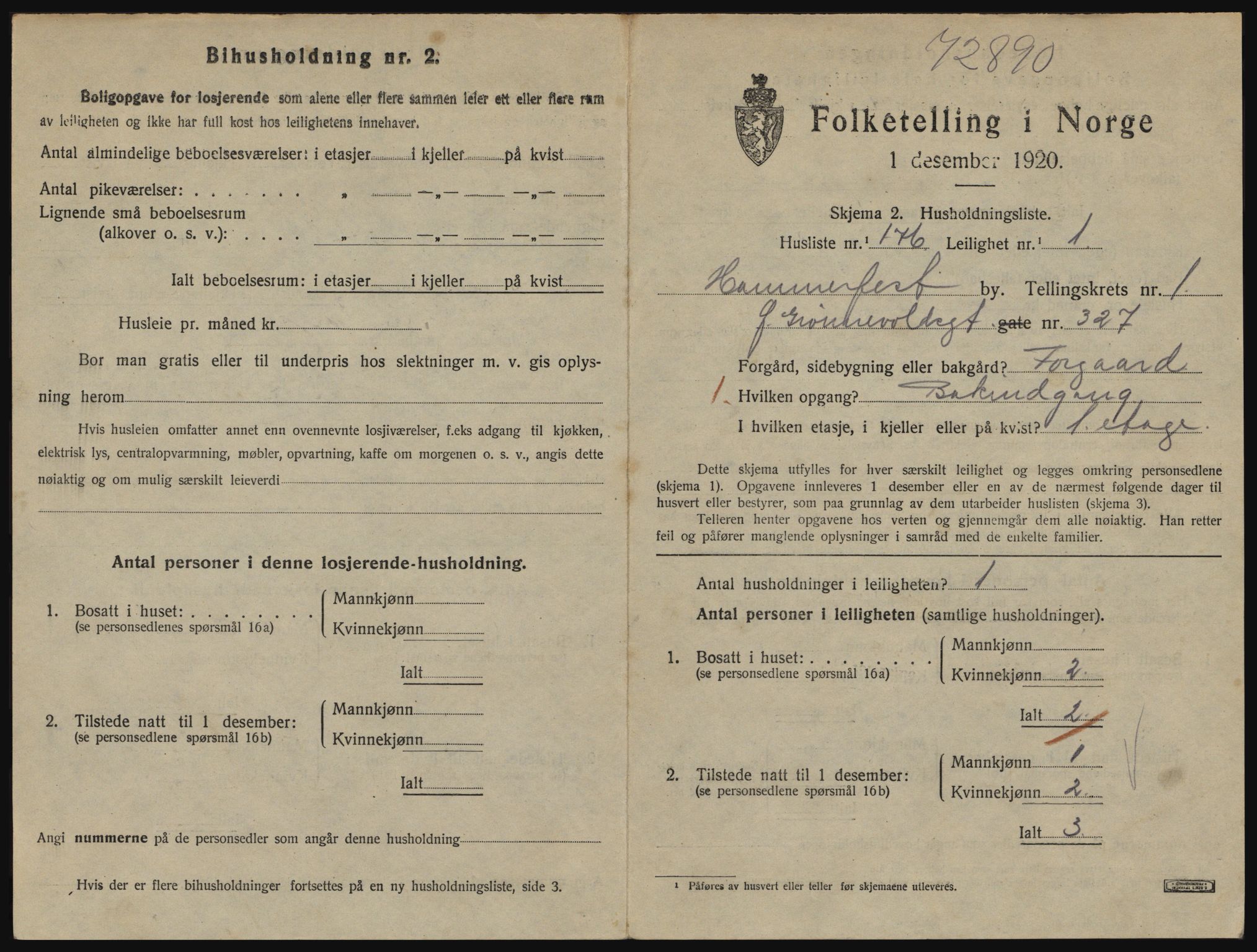 SATØ, 1920 census for Hammerfest, 1920, p. 1526