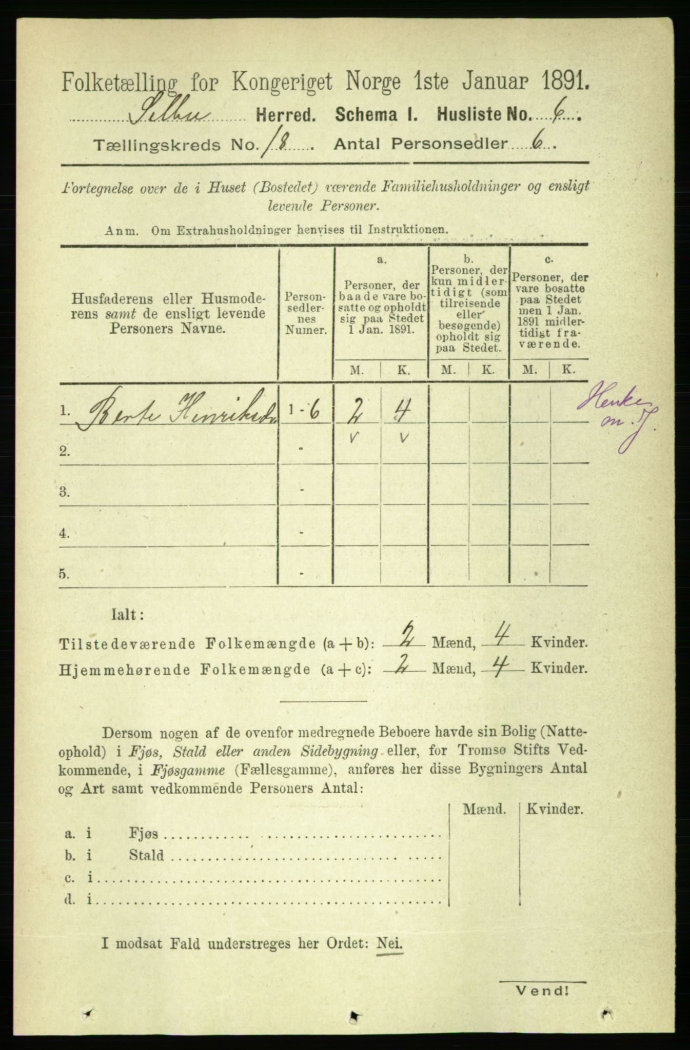 RA, 1891 census for 1664 Selbu, 1891, p. 6439