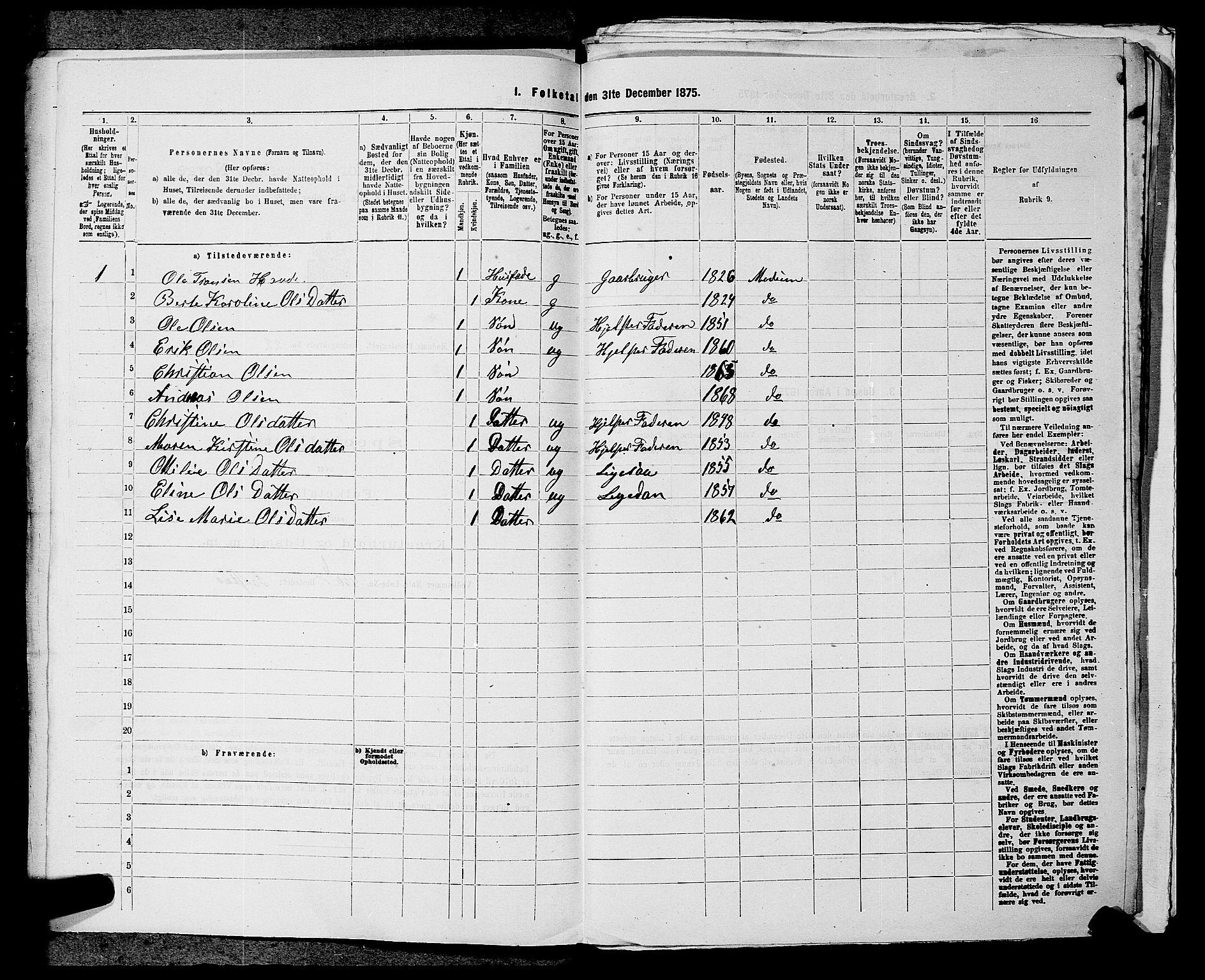 SAKO, 1875 census for 0623P Modum, 1875, p. 2717