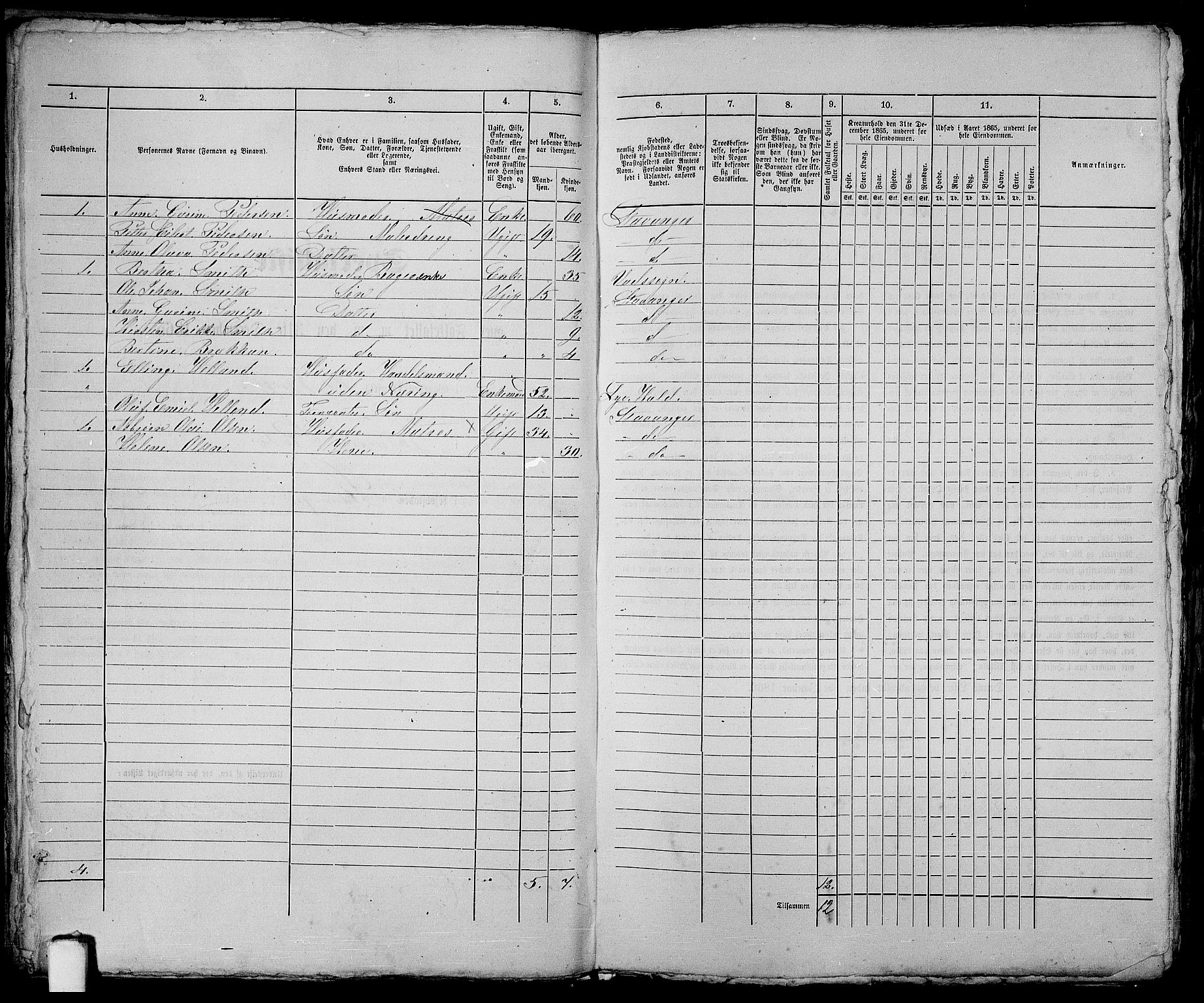 RA, 1865 census for Stavanger, 1865, p. 63