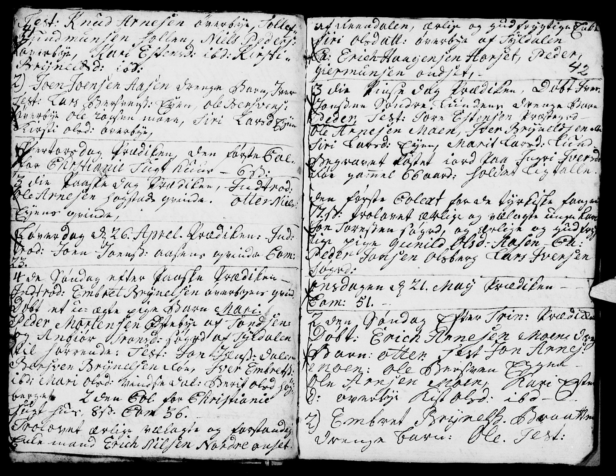 Tynset prestekontor, SAH/PREST-058/H/Ha/Haa/L0005: Parish register (official) no. 5, 1761-1776, p. 41-42
