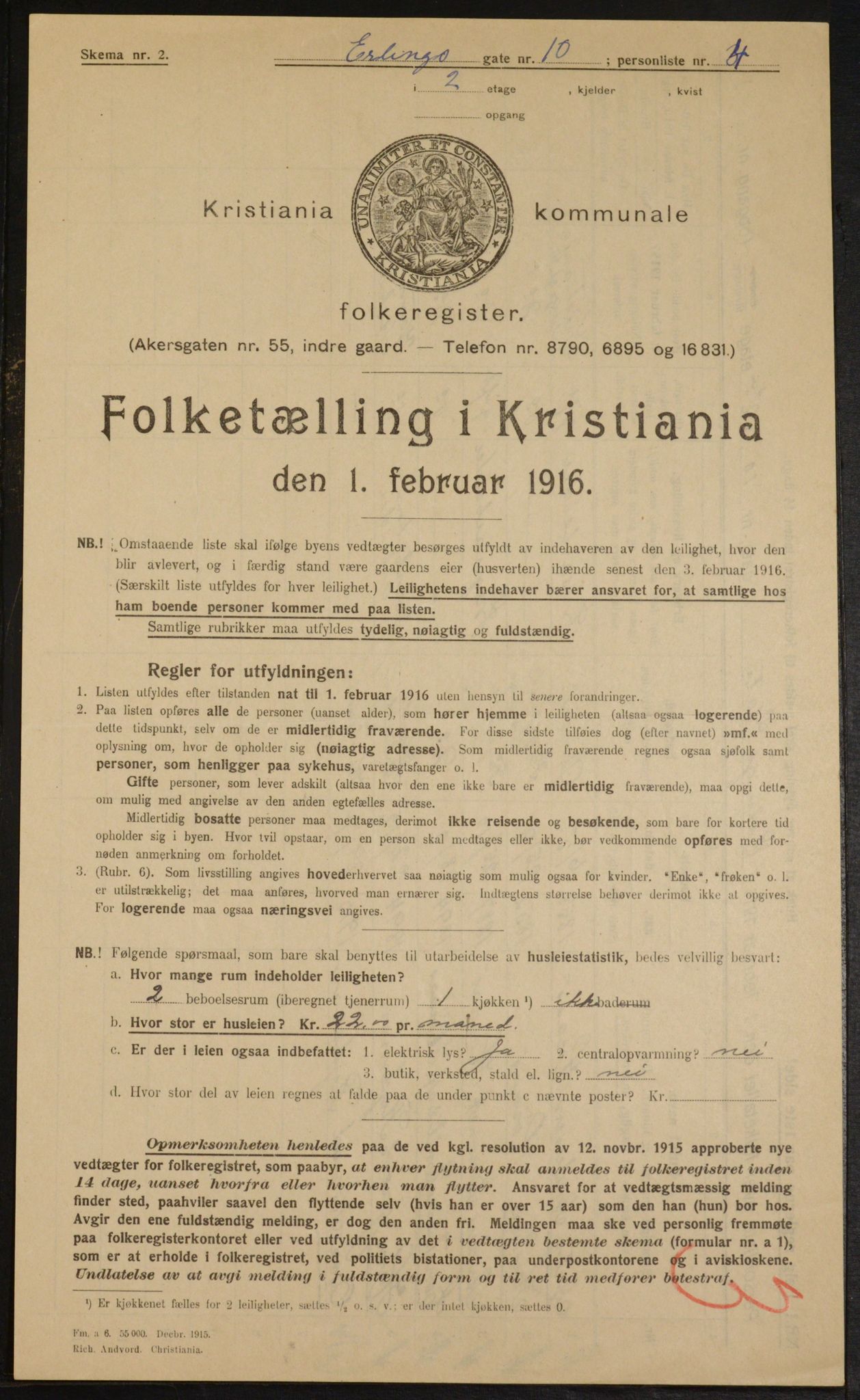 OBA, Municipal Census 1916 for Kristiania, 1916, p. 22391