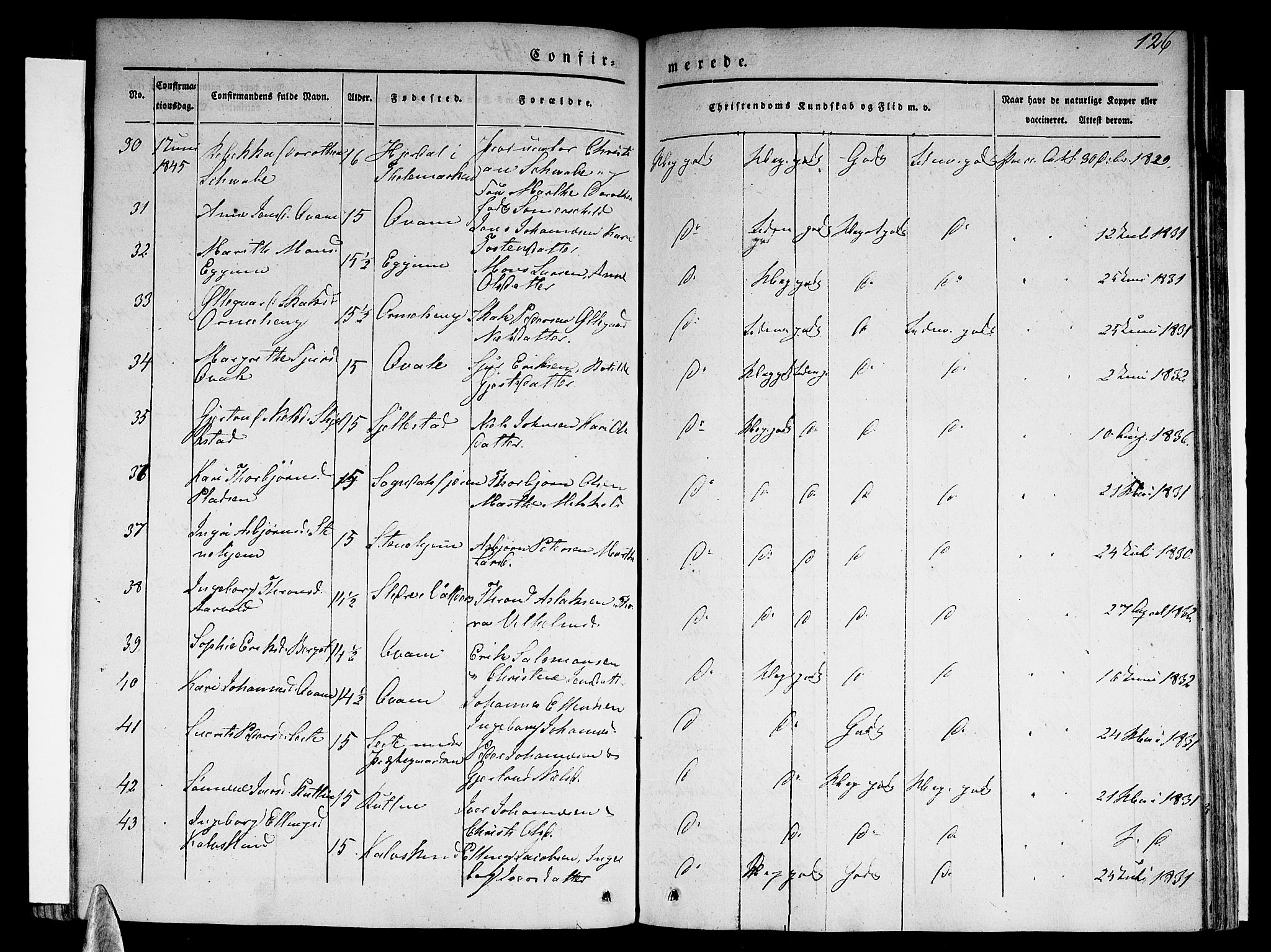 Sogndal sokneprestembete, AV/SAB-A-81301/H/Haa/Haaa/L0011: Parish register (official) no. A 11, 1839-1847, p. 126