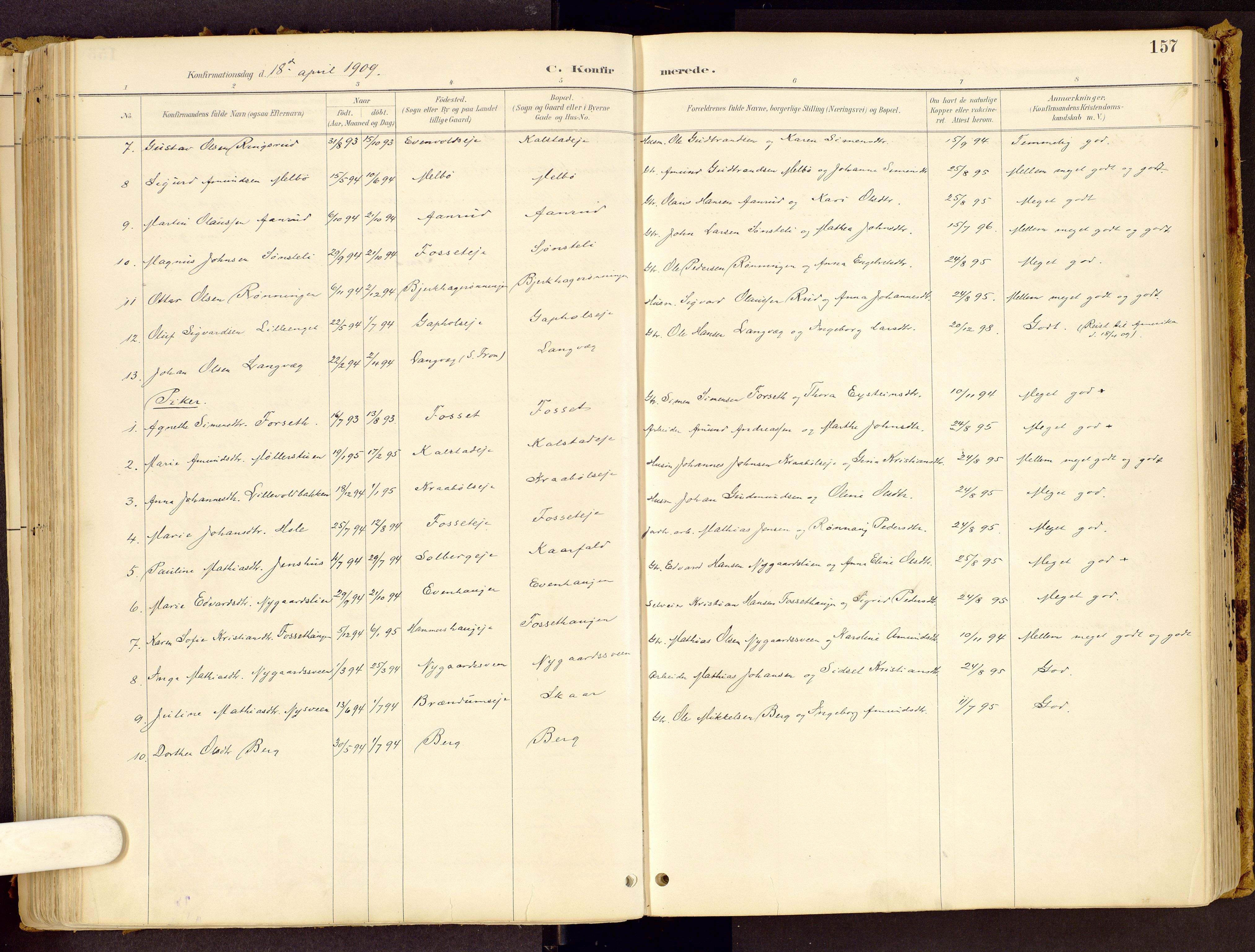 Vestre Gausdal prestekontor, SAH/PREST-094/H/Ha/Haa/L0001: Parish register (official) no. 1, 1887-1914, p. 157