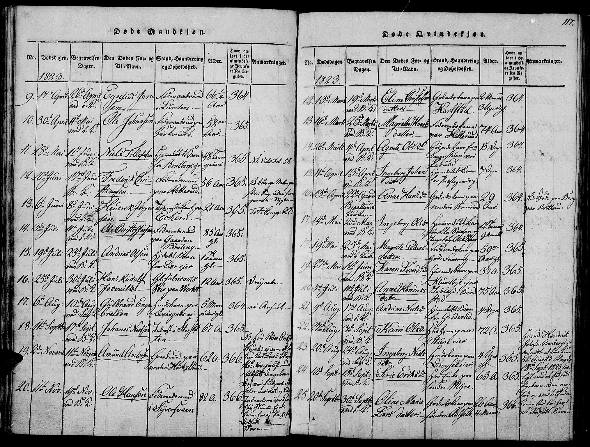 Biri prestekontor, SAH/PREST-096/H/Ha/Haa/L0003: Parish register (official) no. 3, 1814-1828, p. 117