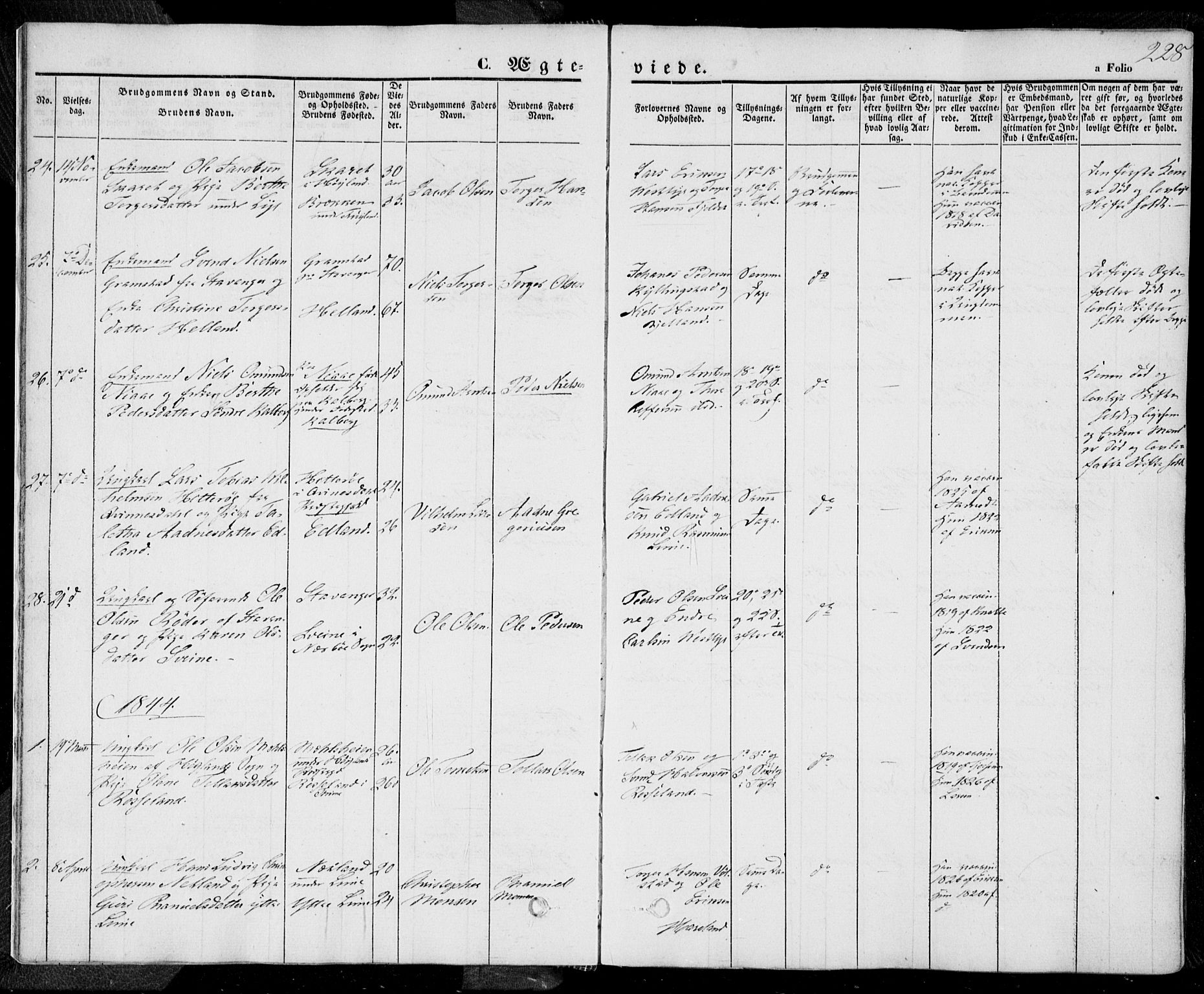 Lye sokneprestkontor, SAST/A-101794/001/30BA/L0006: Parish register (official) no. A 5.2, 1842-1855, p. 228