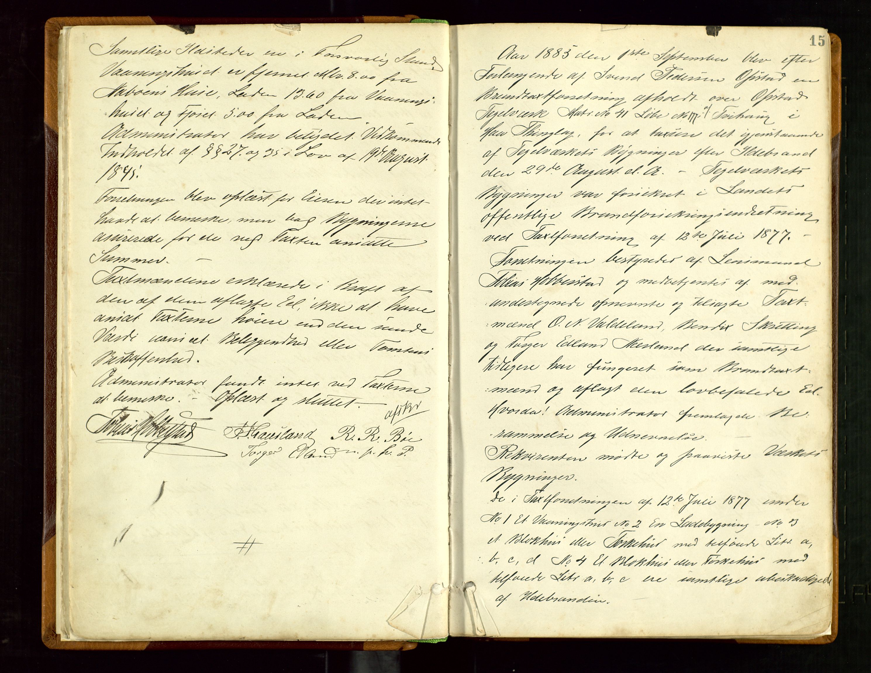 Hå lensmannskontor, AV/SAST-A-100456/Goa/L0002: Takstprotokoll, 1883-1919, p. 14b-15a