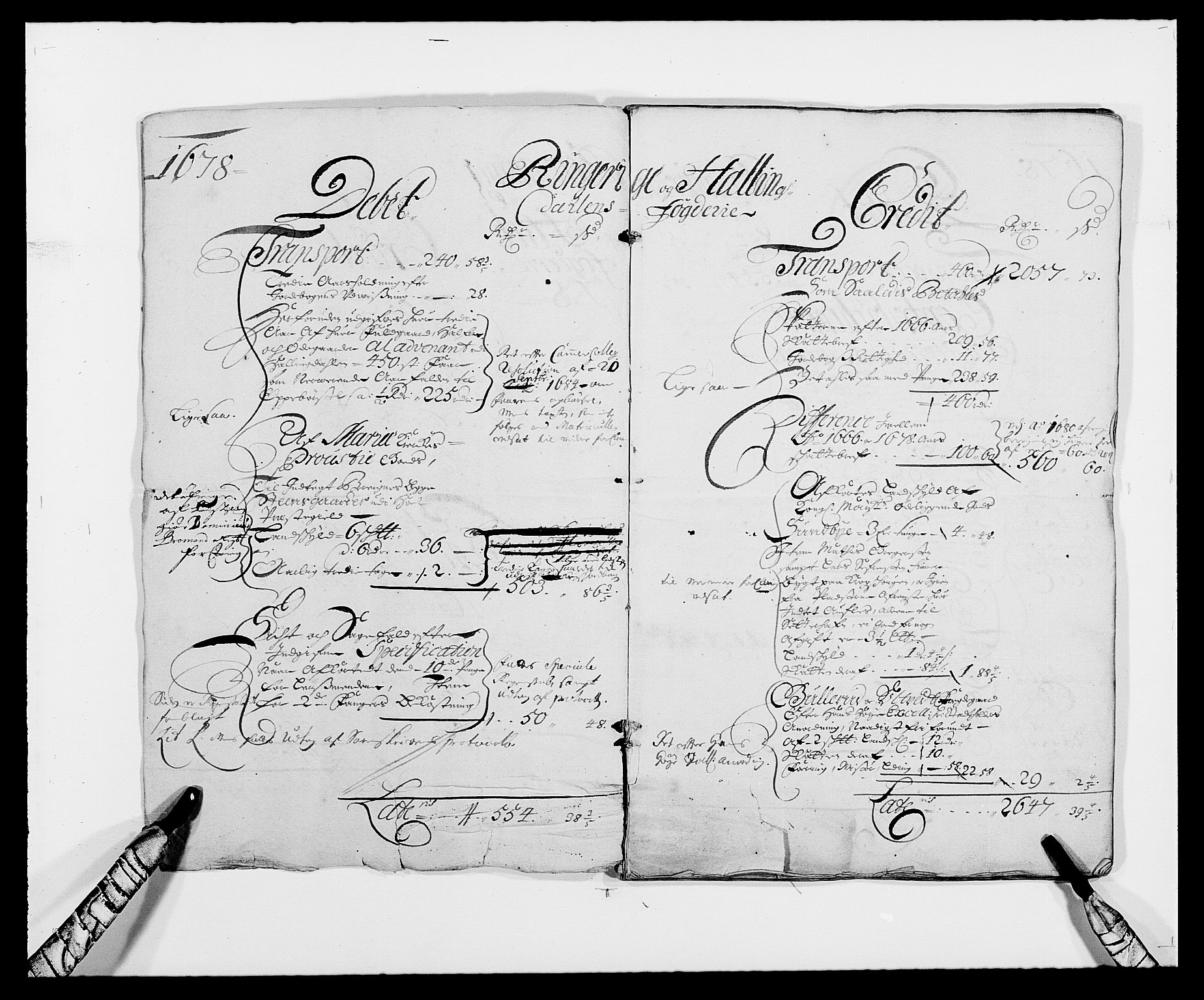 Rentekammeret inntil 1814, Reviderte regnskaper, Fogderegnskap, RA/EA-4092/R21/L1443: Fogderegnskap Ringerike og Hallingdal, 1678-1680, p. 3