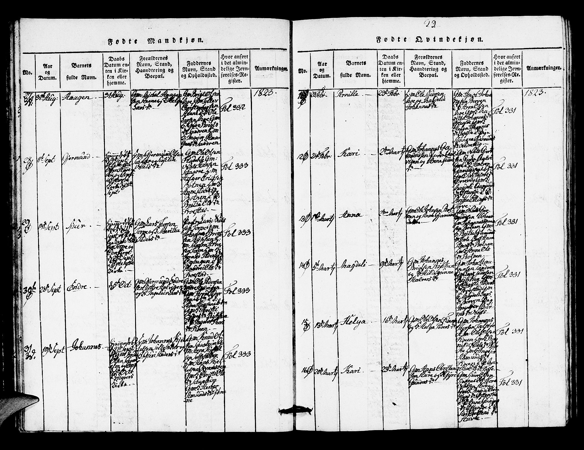 Kvam sokneprestembete, SAB/A-76201/H/Hab: Parish register (copy) no. A 1, 1818-1832, p. 29