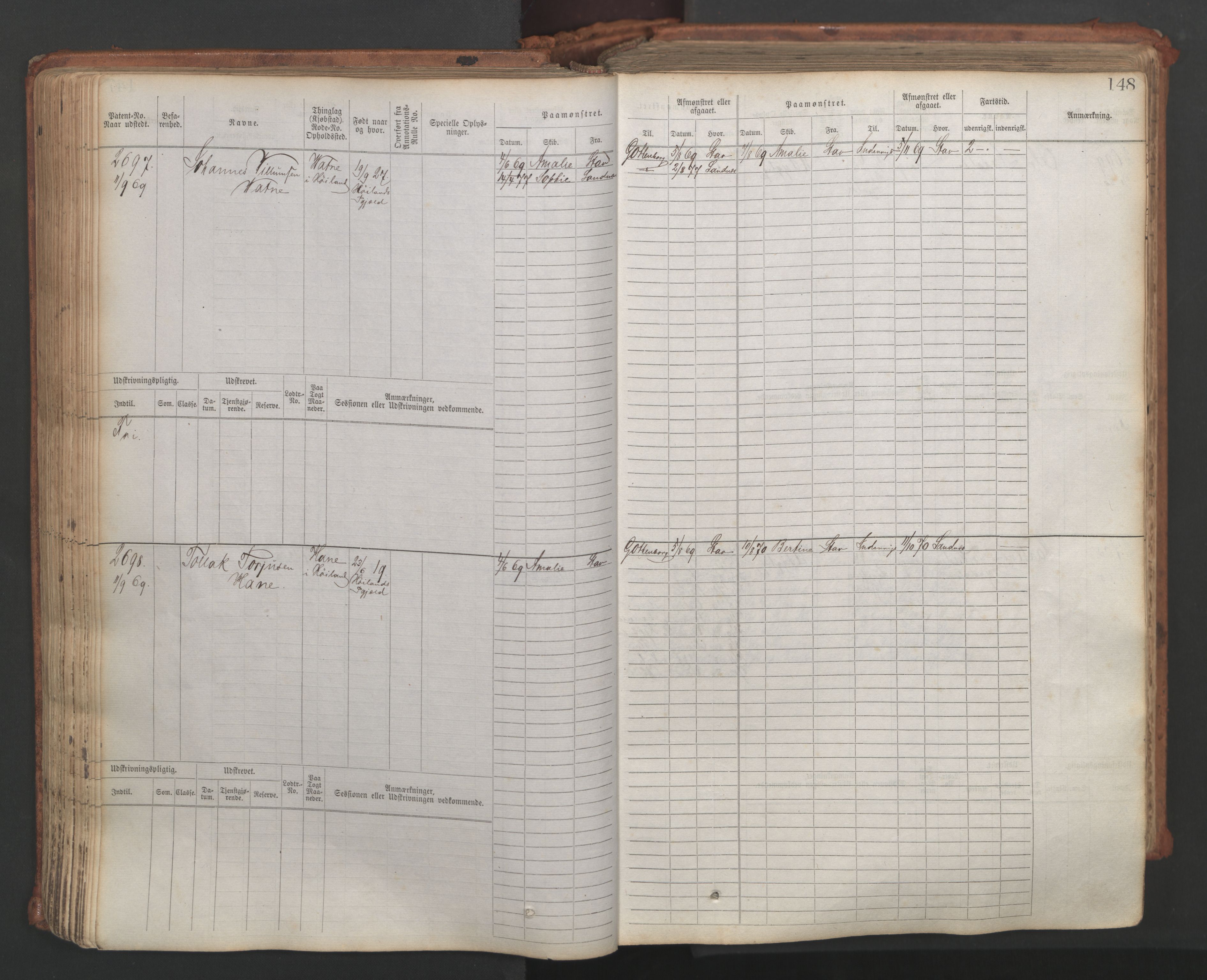 Stavanger sjømannskontor, AV/SAST-A-102006/F/Fb/Fbb/L0007: Sjøfartshovedrulle, patentnr. 2403-3604, 1869-1880, p. 173